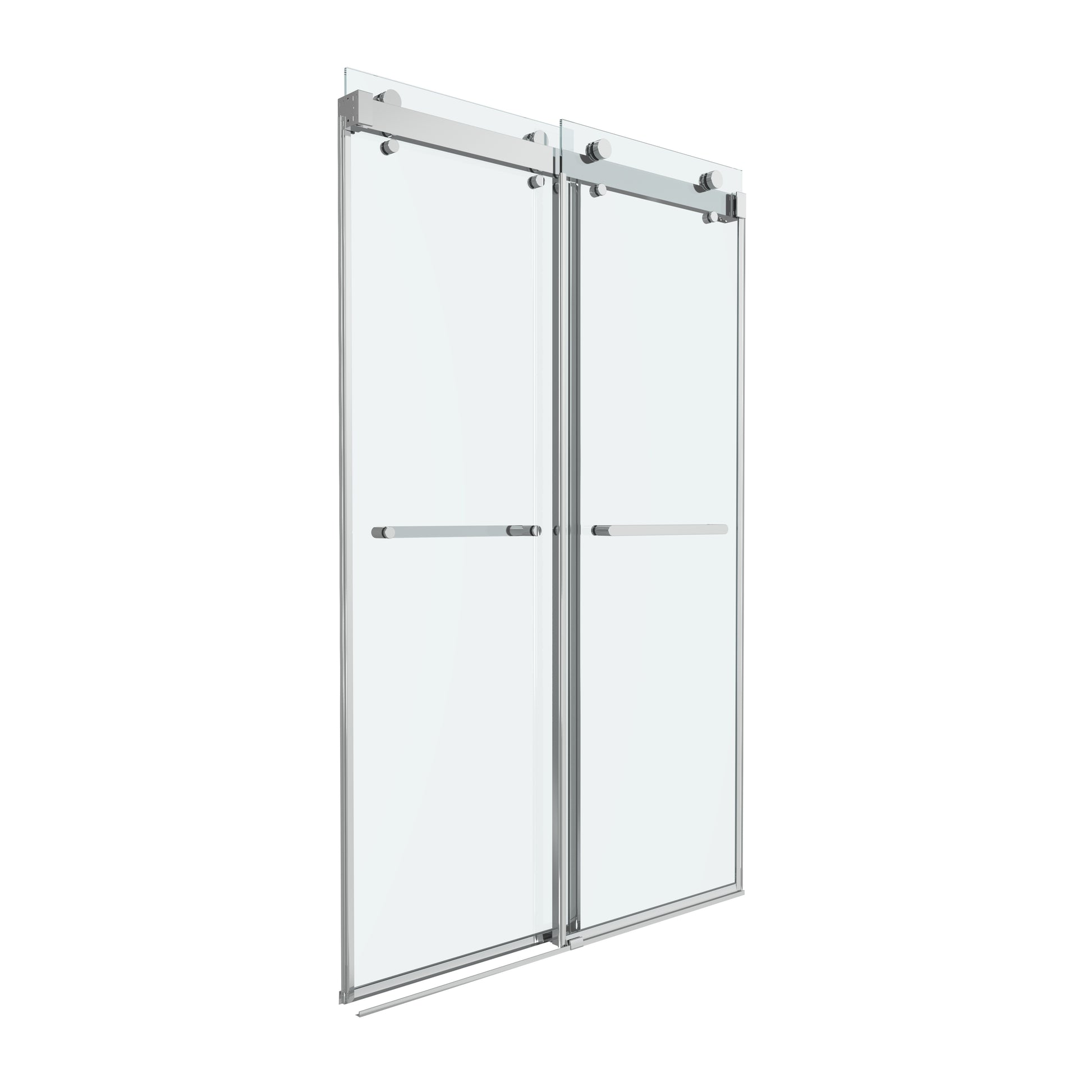 Shower Door 54" W x 76" H Dual Panel Frameless Bypass Sliding Shower Door, Reversible Entry Design