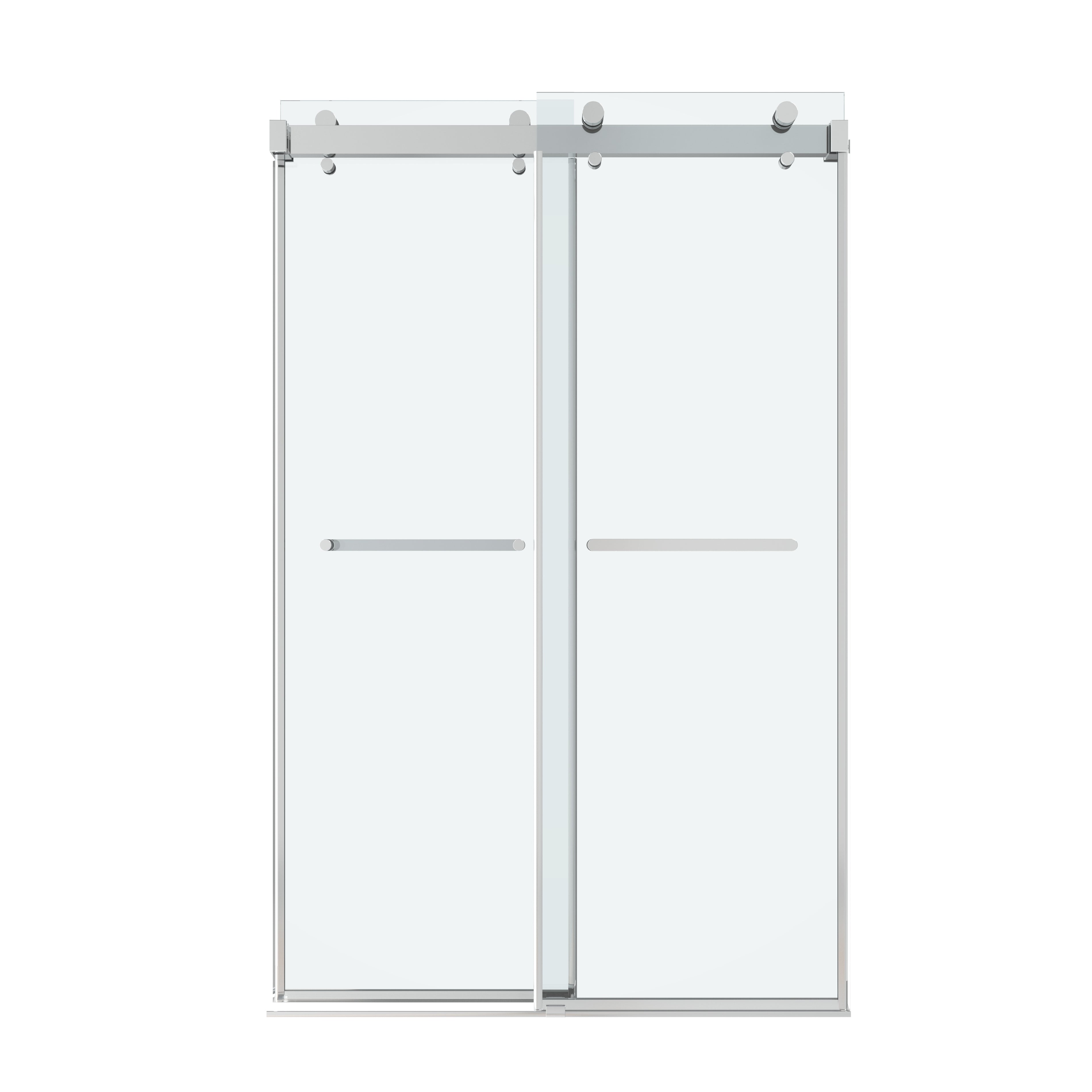 Shower Door 54" W x 76" H Dual Panel Frameless Bypass Sliding Shower Door, Reversible Entry Design