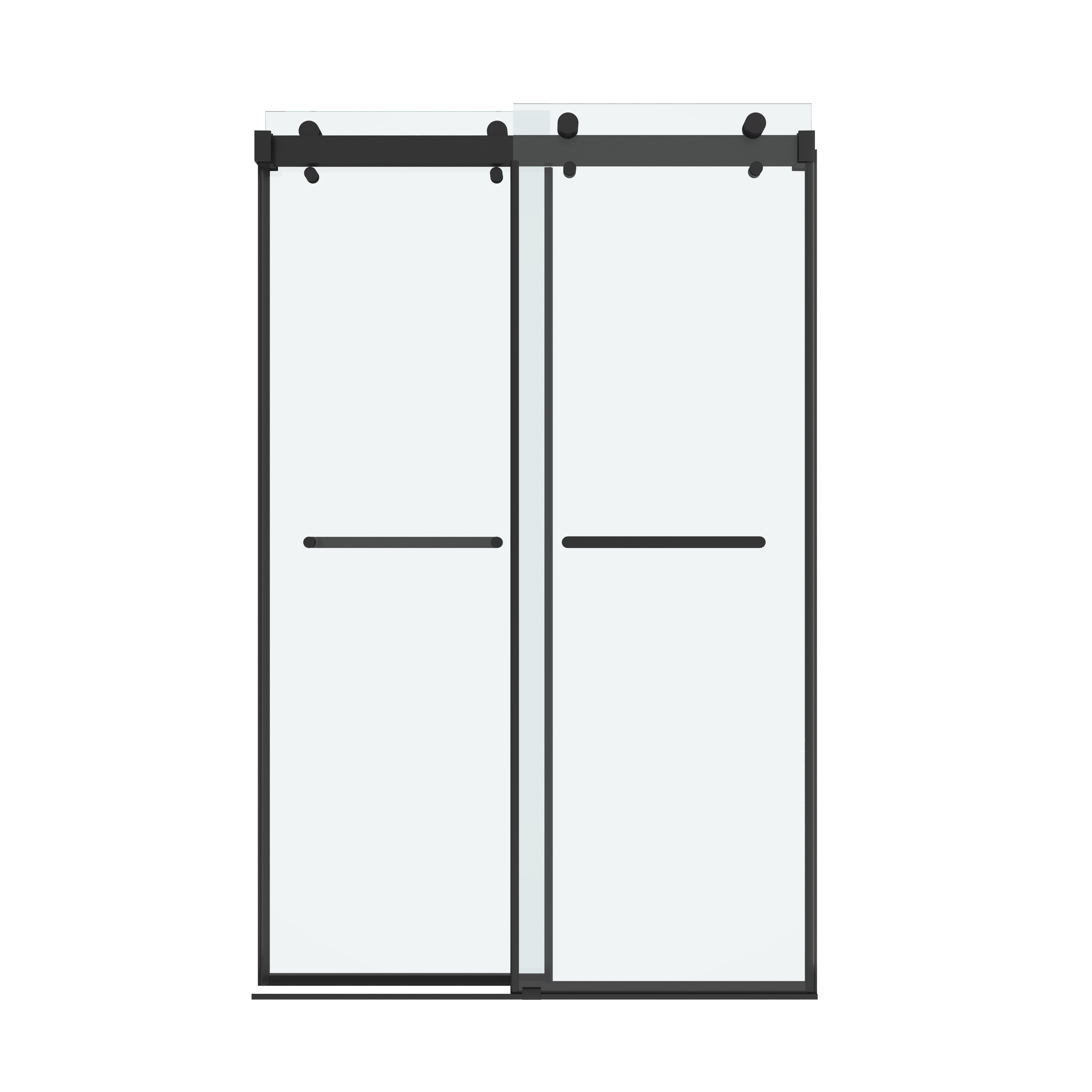 Shower Door 54" W x 76" H Dual Panel Frameless Bypass Sliding Shower Door, Reversible Entry Design