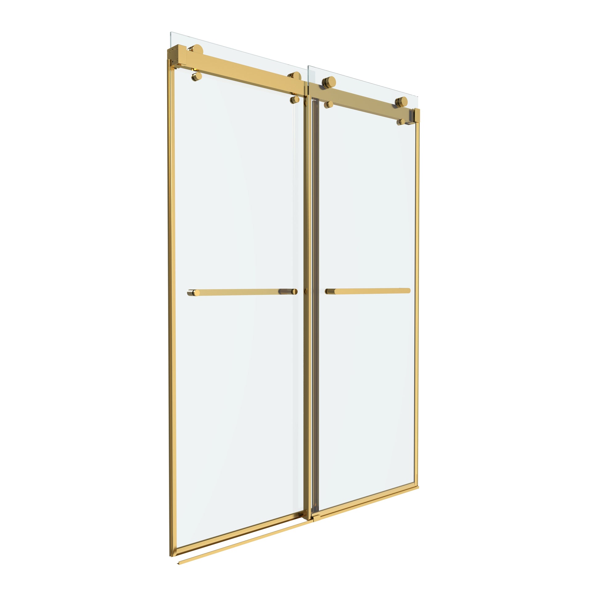 Shower Door 60" W x 60" H Dual Panel Frameless Bypass Sliding Shower Door, Reversible Entry Design