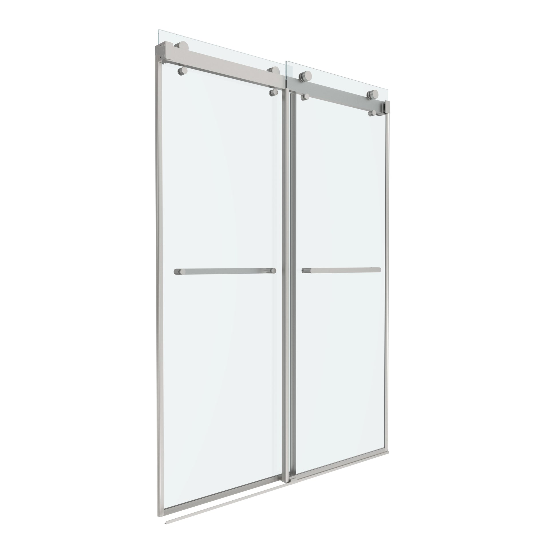Shower Door 60" W x 60" H Dual Panel Frameless Bypass Sliding Shower Door, Reversible Entry Design