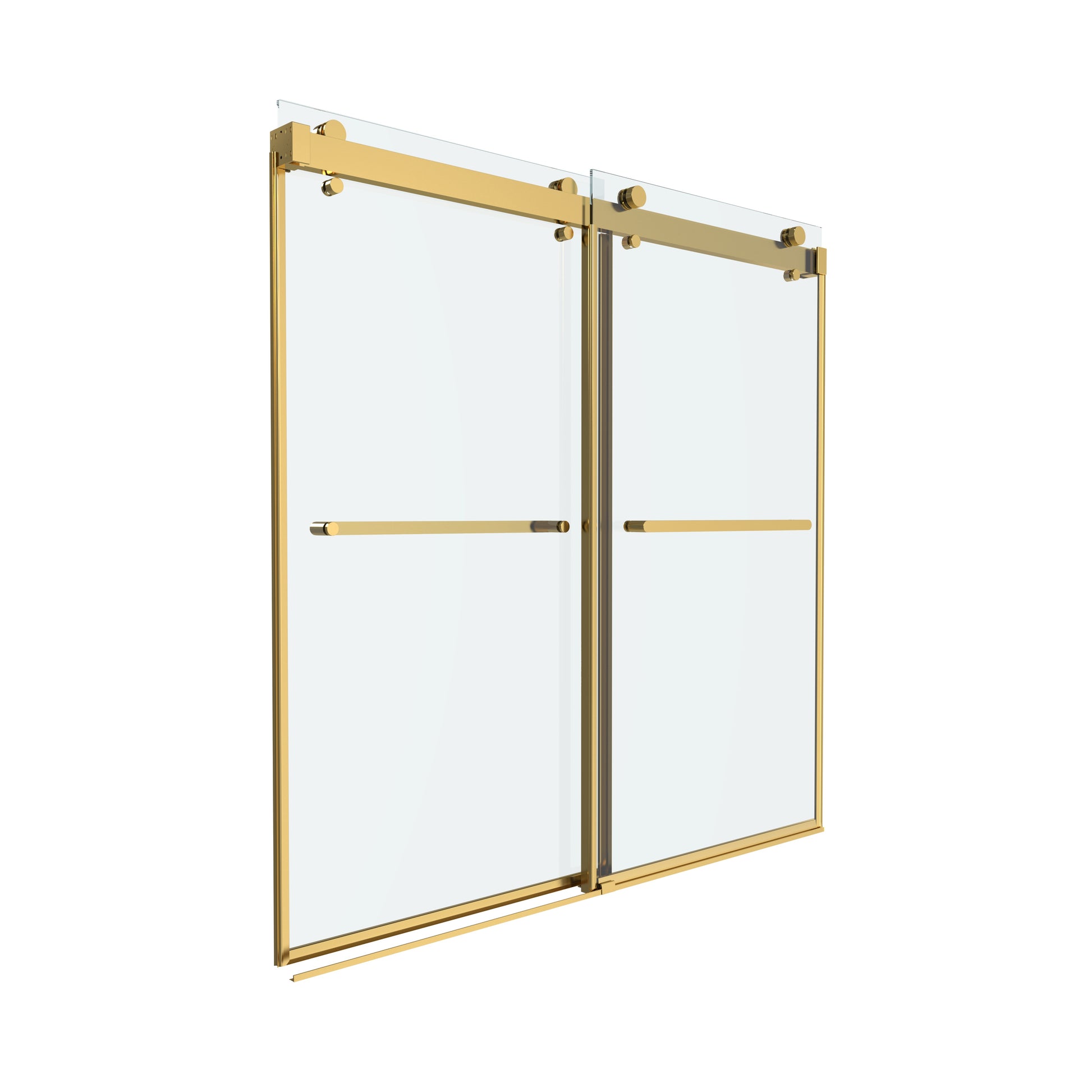Shower Door 60" W x 66" H Dual Panel Frameless Bypass Sliding Shower Door, Reversible Entry Design