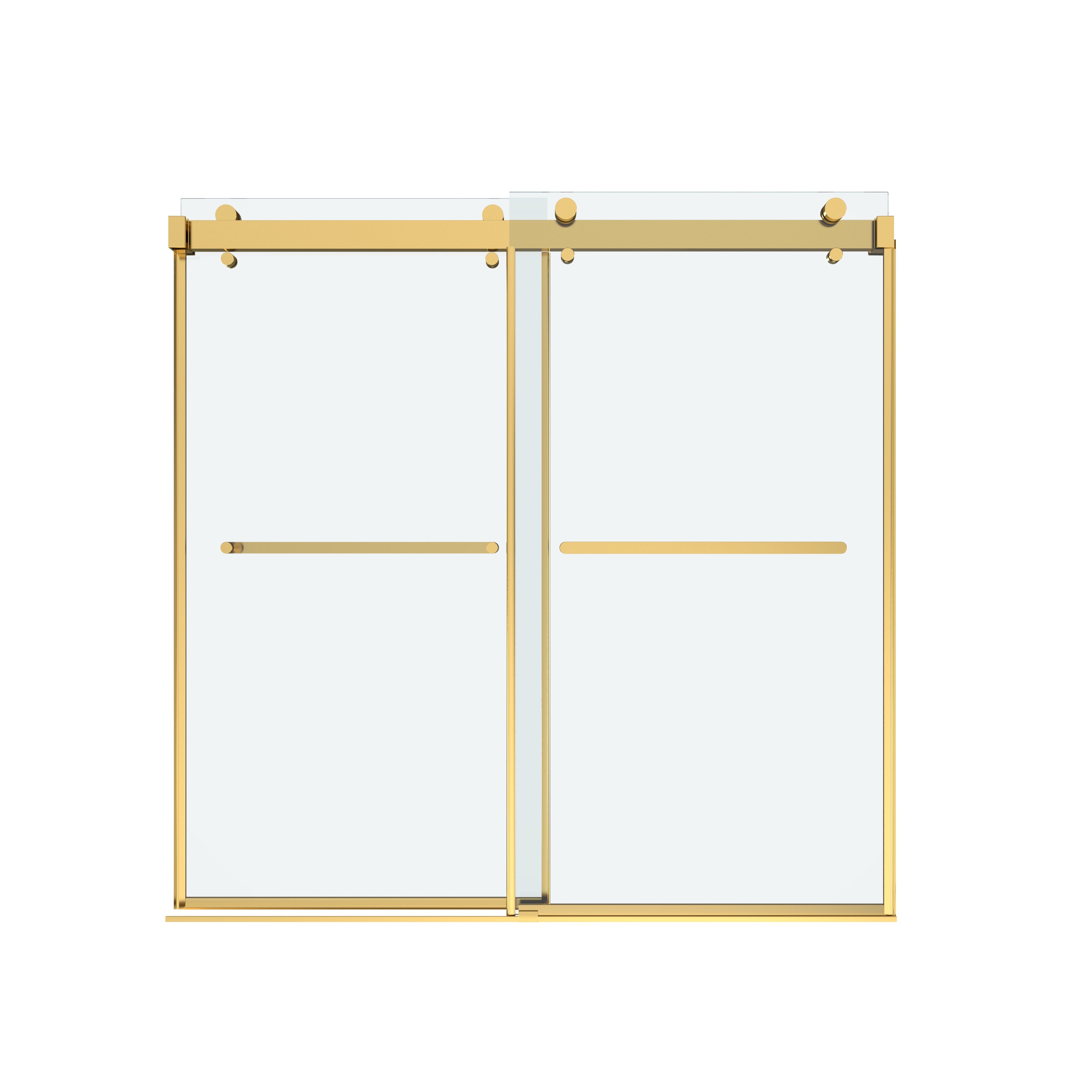 Shower Door 60" W x 66" H Dual Panel Frameless Bypass Sliding Shower Door, Reversible Entry Design