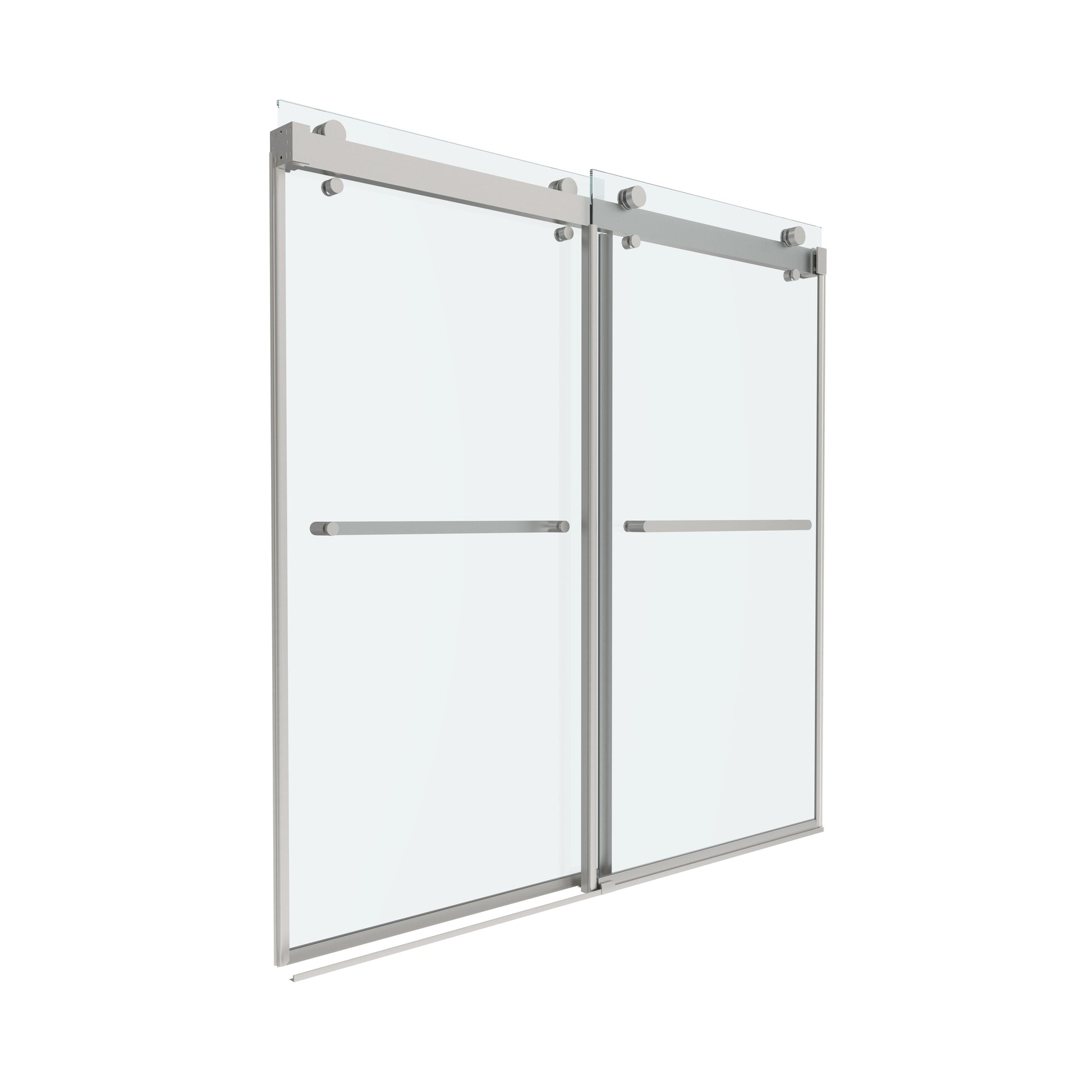 Shower Door 60" W x 66" H Dual Panel Frameless Bypass Sliding Shower Door, Reversible Entry Design
