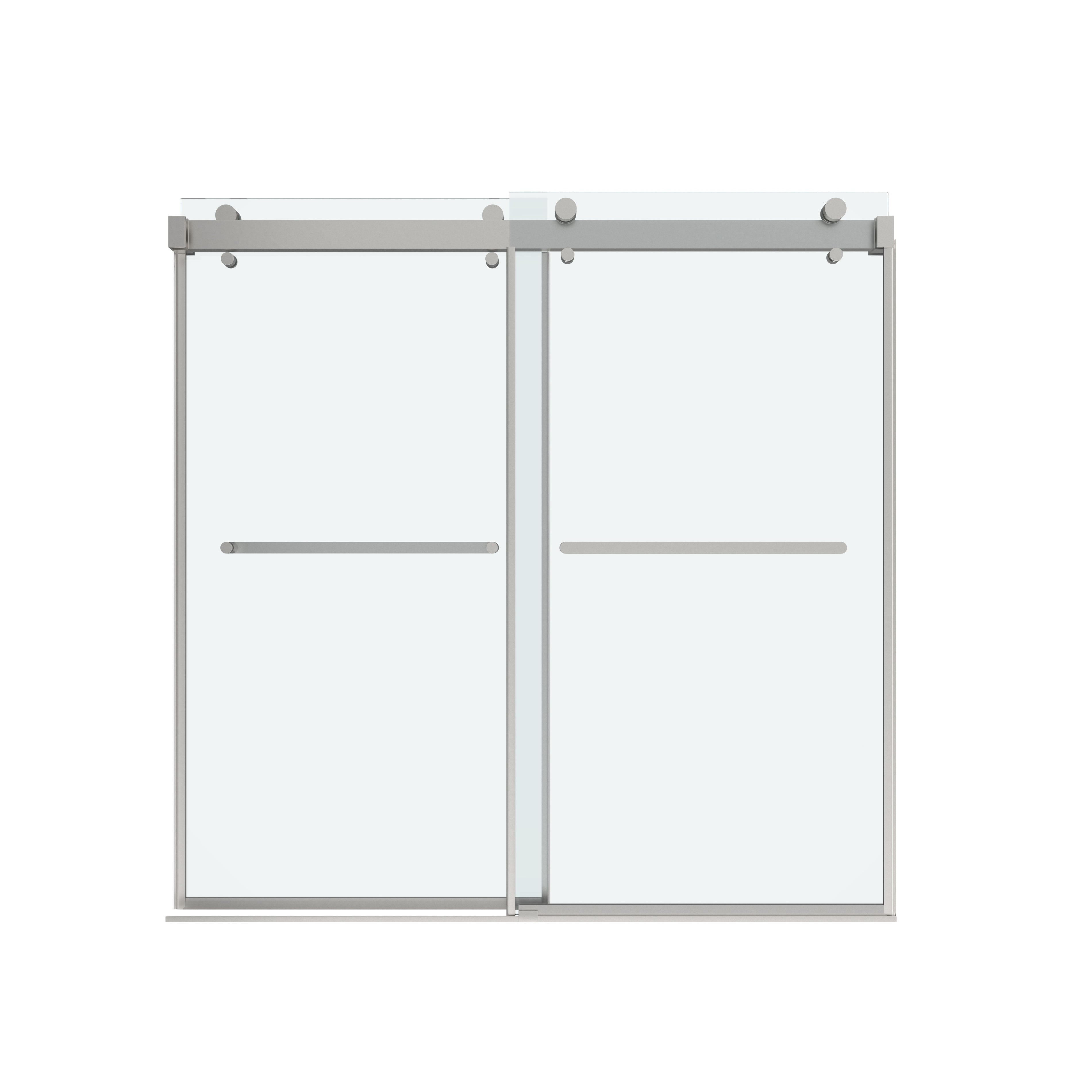 Shower Door 60" W x 66" H Dual Panel Frameless Bypass Sliding Shower Door, Reversible Entry Design