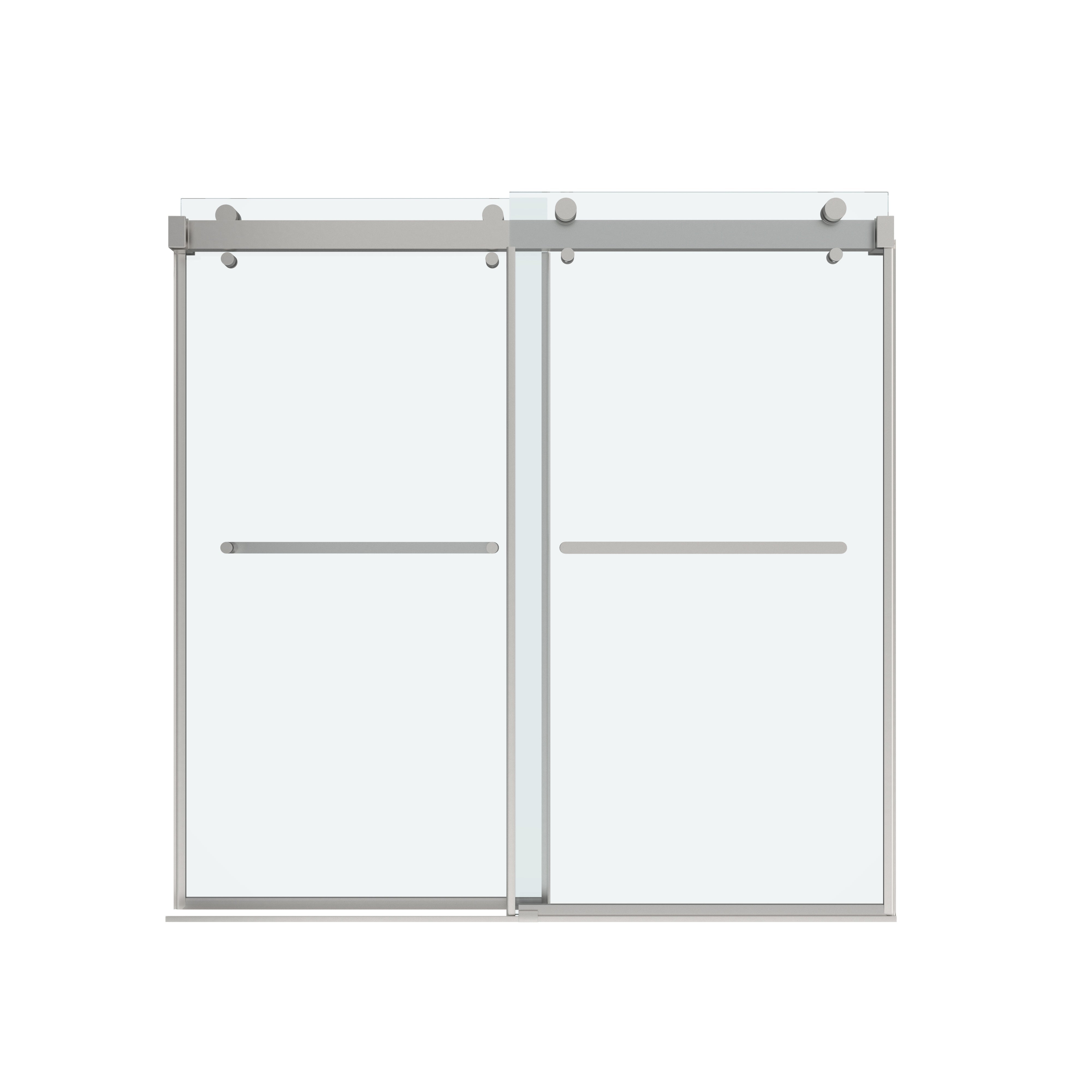 Shower Door 60" W x 66" H Dual Panel Frameless Bypass Sliding Shower Door, Reversible Entry Design