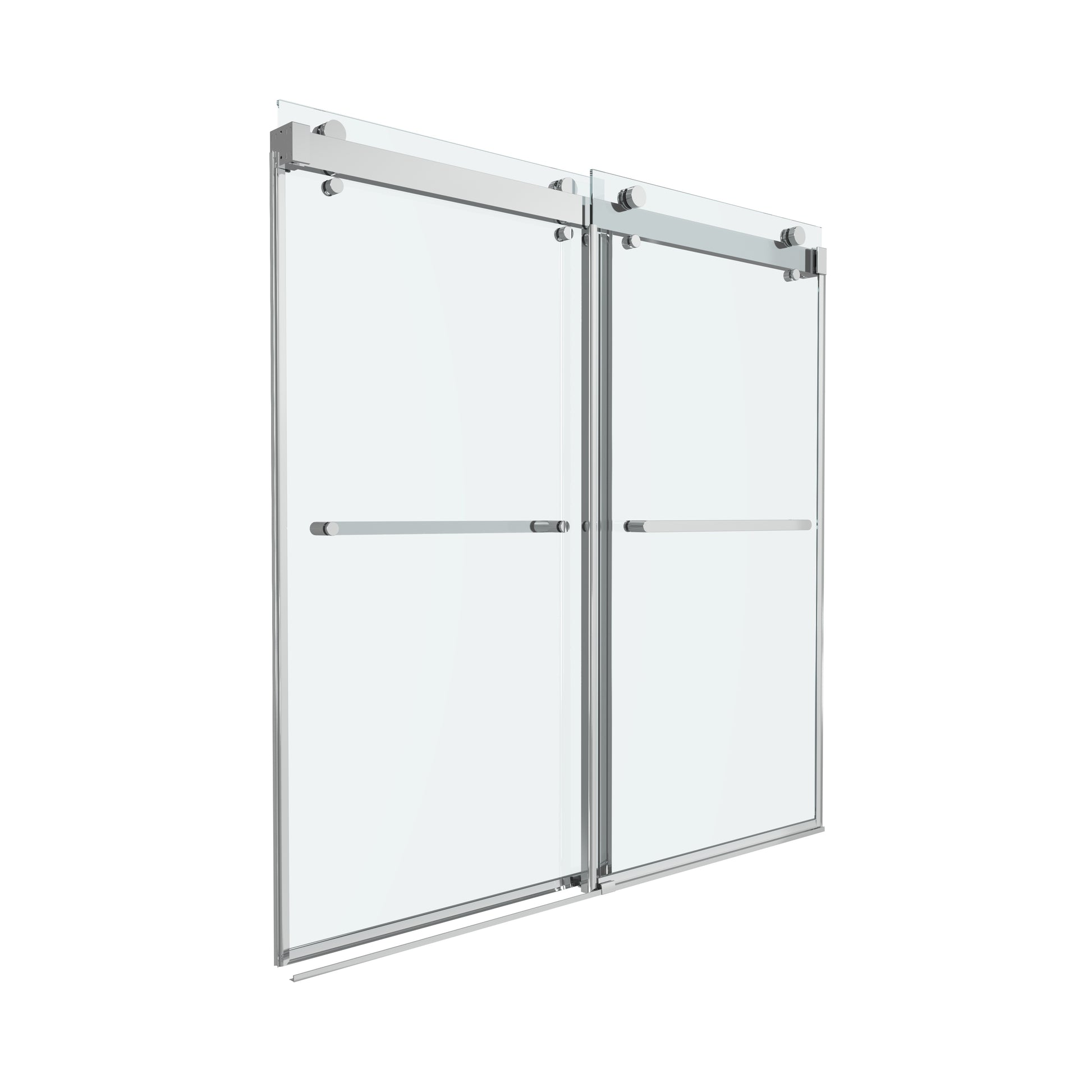 Shower Door 60" W x 66" H Dual Panel Frameless Bypass Sliding Shower Door, Reversible Entry Design