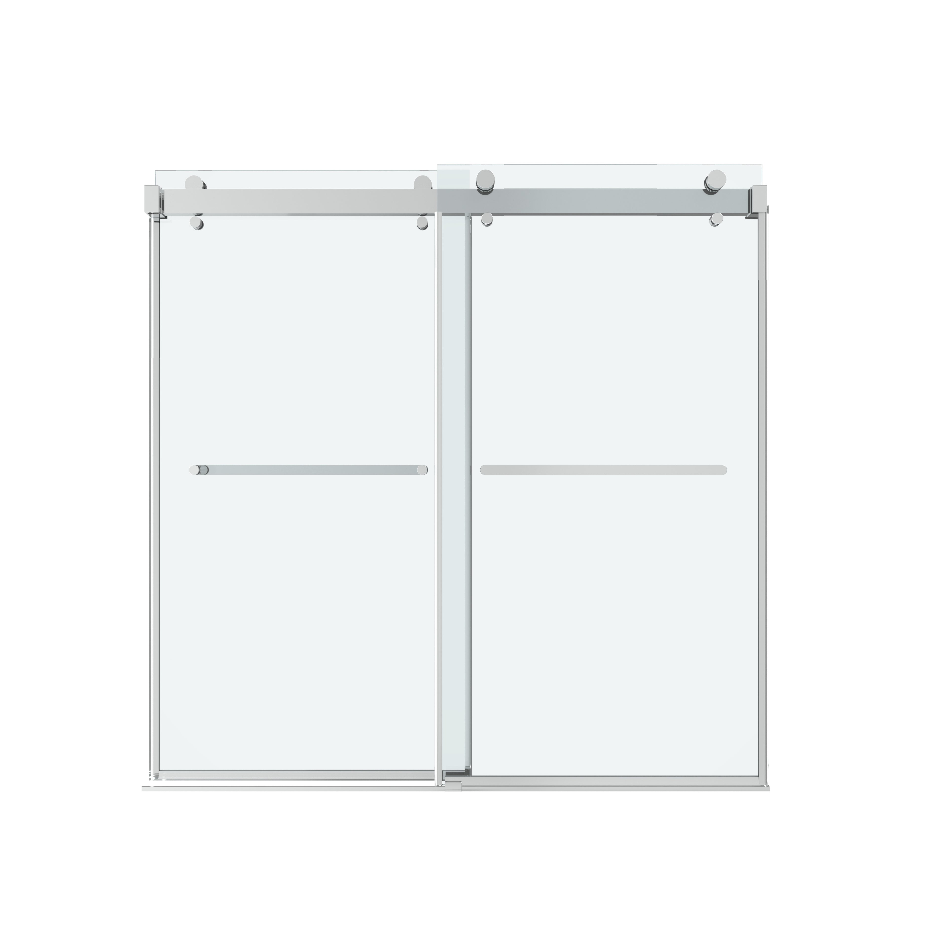 Shower Door 60" W x 66" H Dual Panel Frameless Bypass Sliding Shower Door, Reversible Entry Design