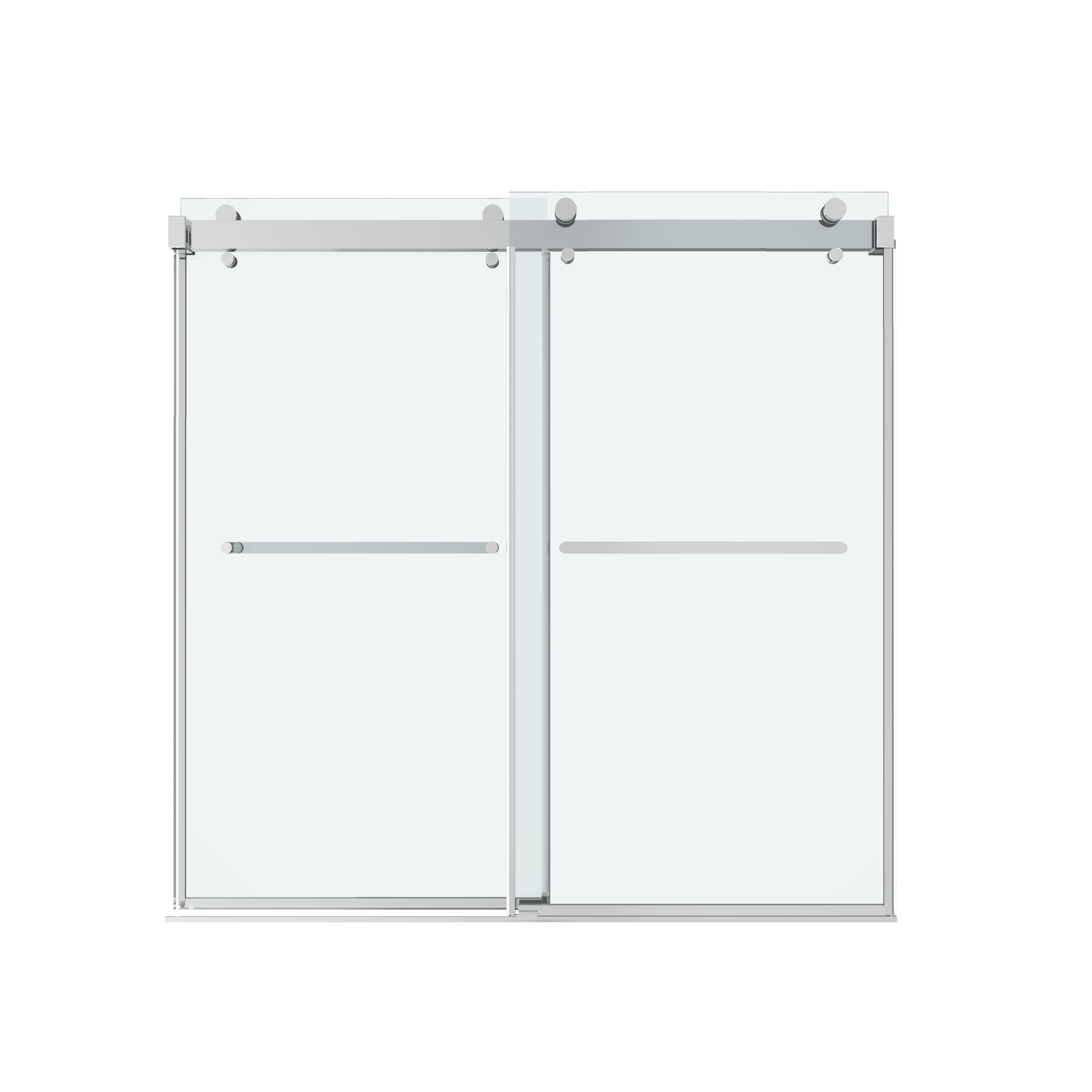 Shower Door 60" W x 66" H Dual Panel Frameless Bypass Sliding Shower Door, Reversible Entry Design