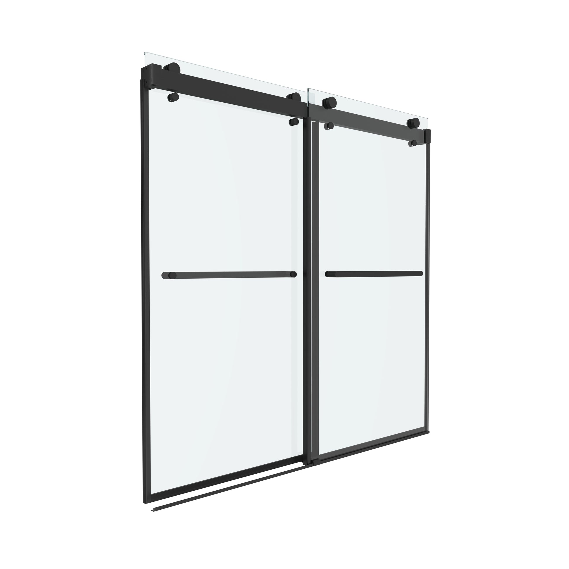 Shower Door 60" W x 66" H Dual Panel Frameless Bypass Sliding Shower Door, Reversible Entry Design