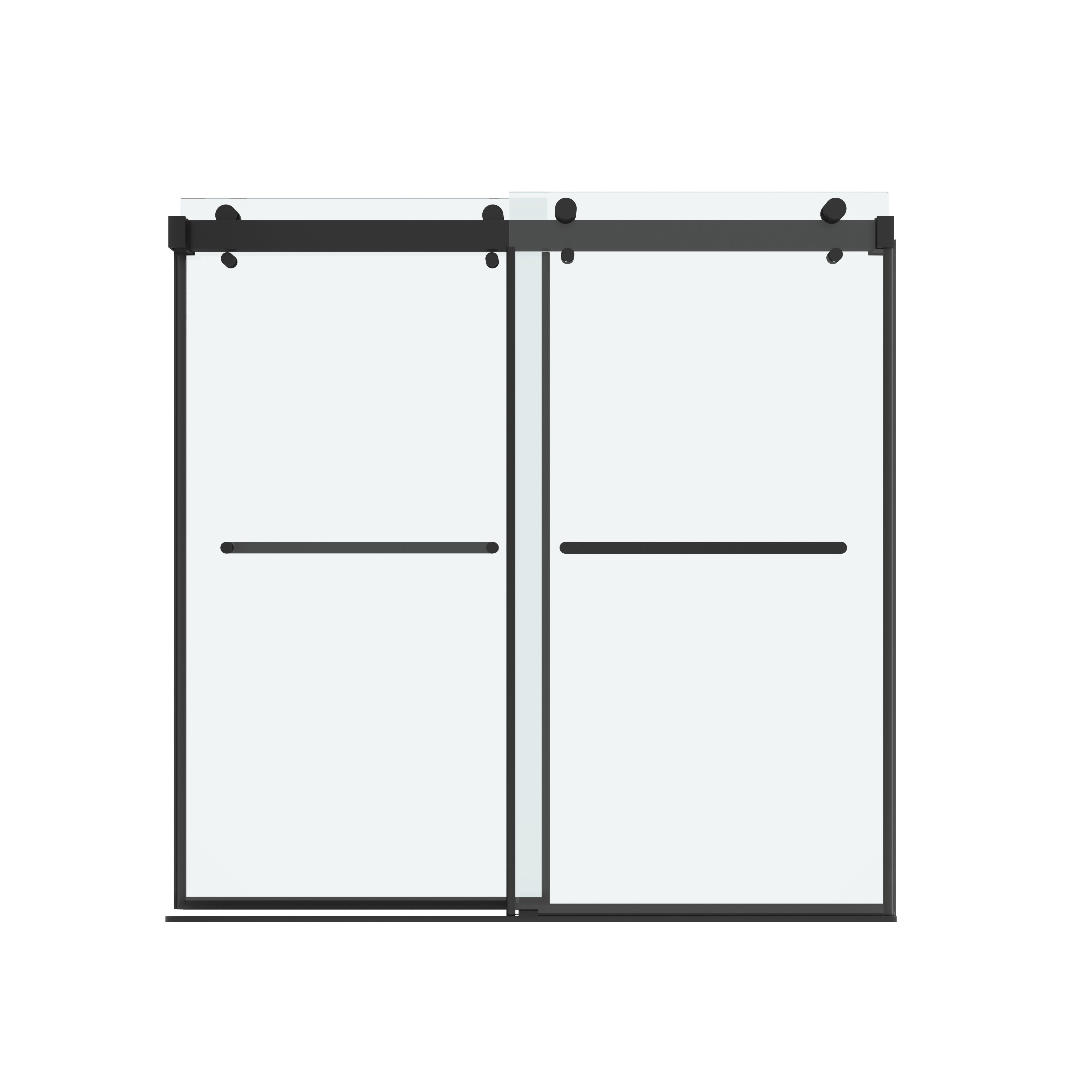 Shower Door 60" W x 66" H Dual Panel Frameless Bypass Sliding Shower Door, Reversible Entry Design