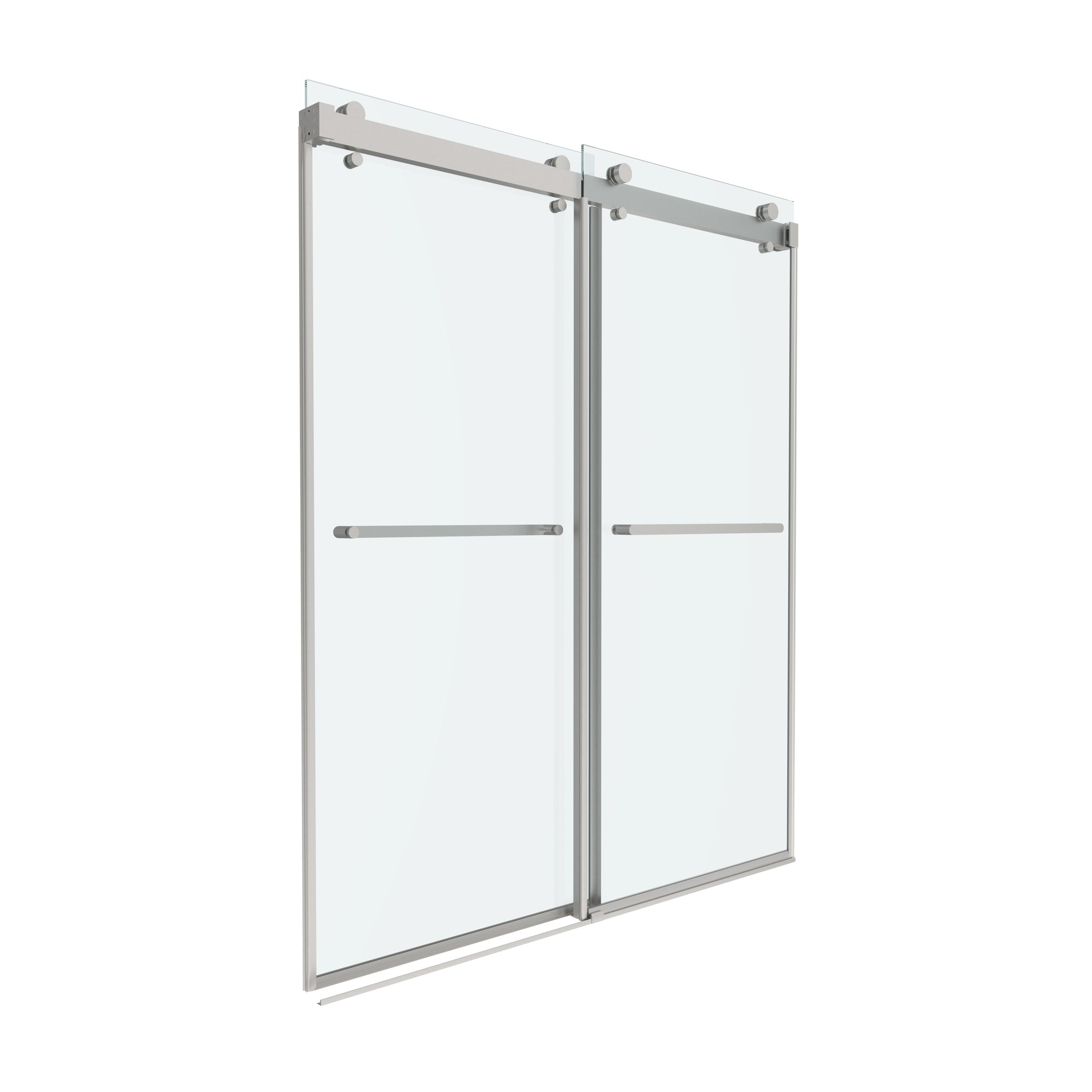 Shower Door 60" W x 72" H Dual Panel Frameless Bypass Sliding Shower Door, Reversible Entry Design