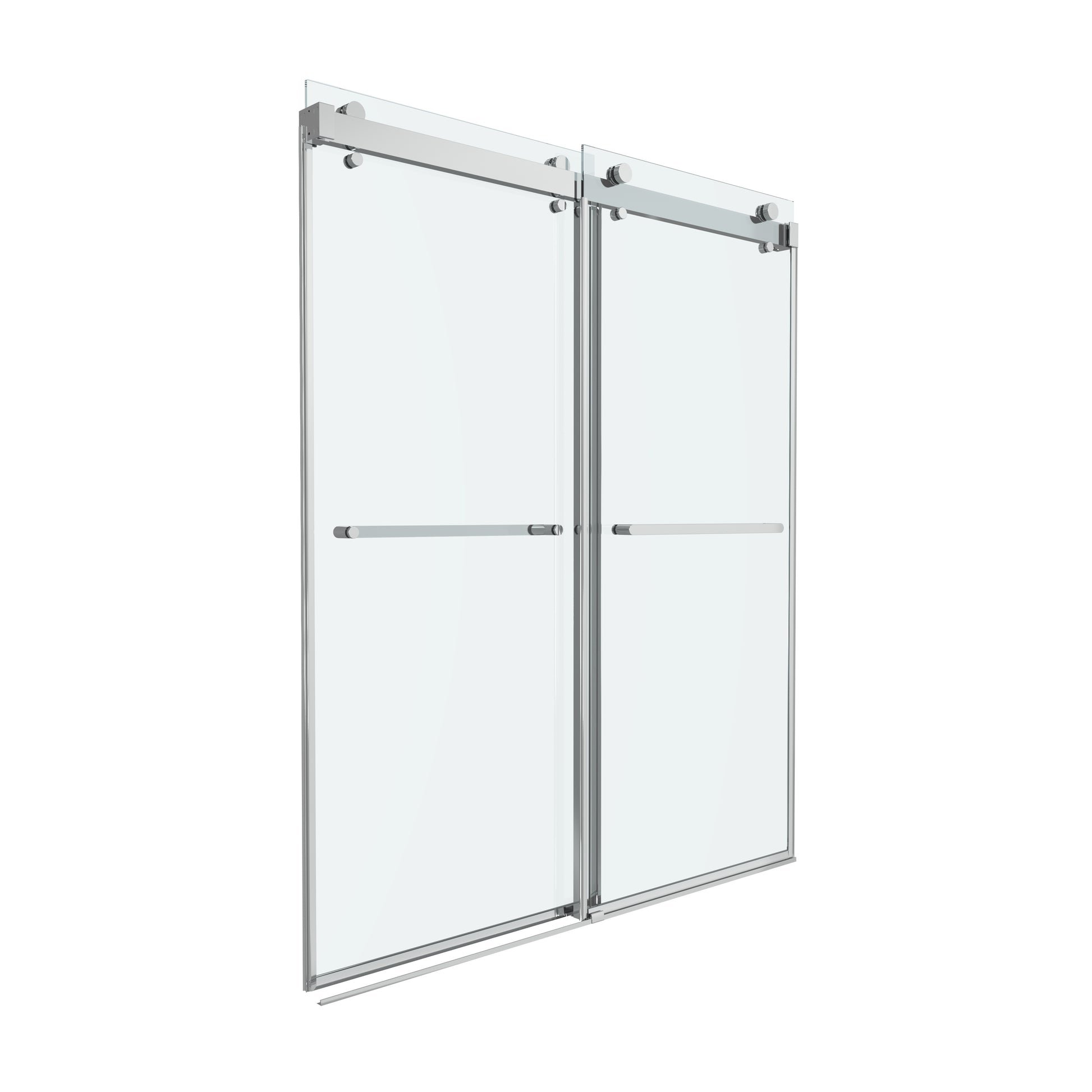 Shower Door 60" W x 72" H Dual Panel Frameless Bypass Sliding Shower Door, Reversible Entry Design