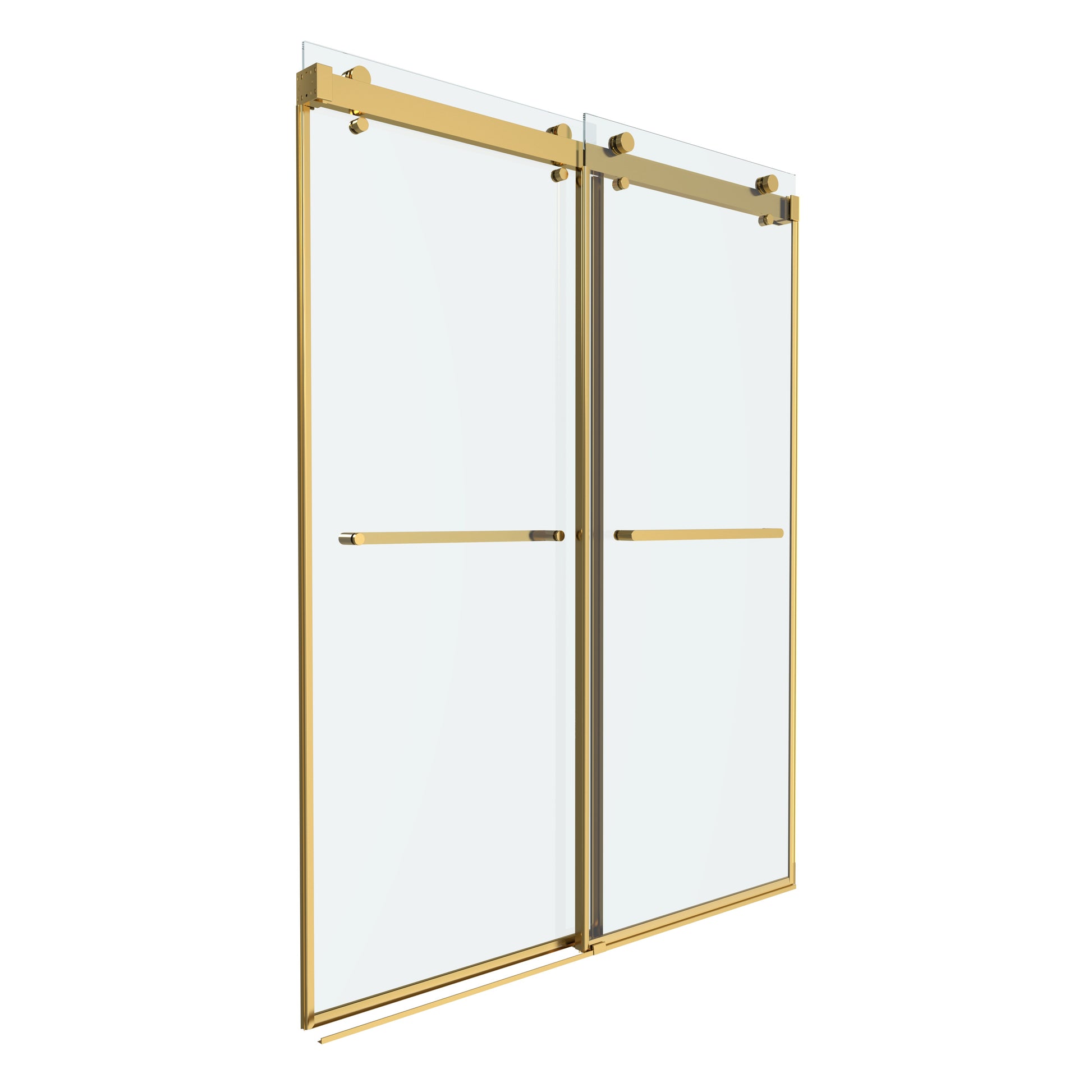 Shower Door 60" W x 76" H Dual Panel Frameless Bypass Sliding Shower Door, Reversible Entry Design