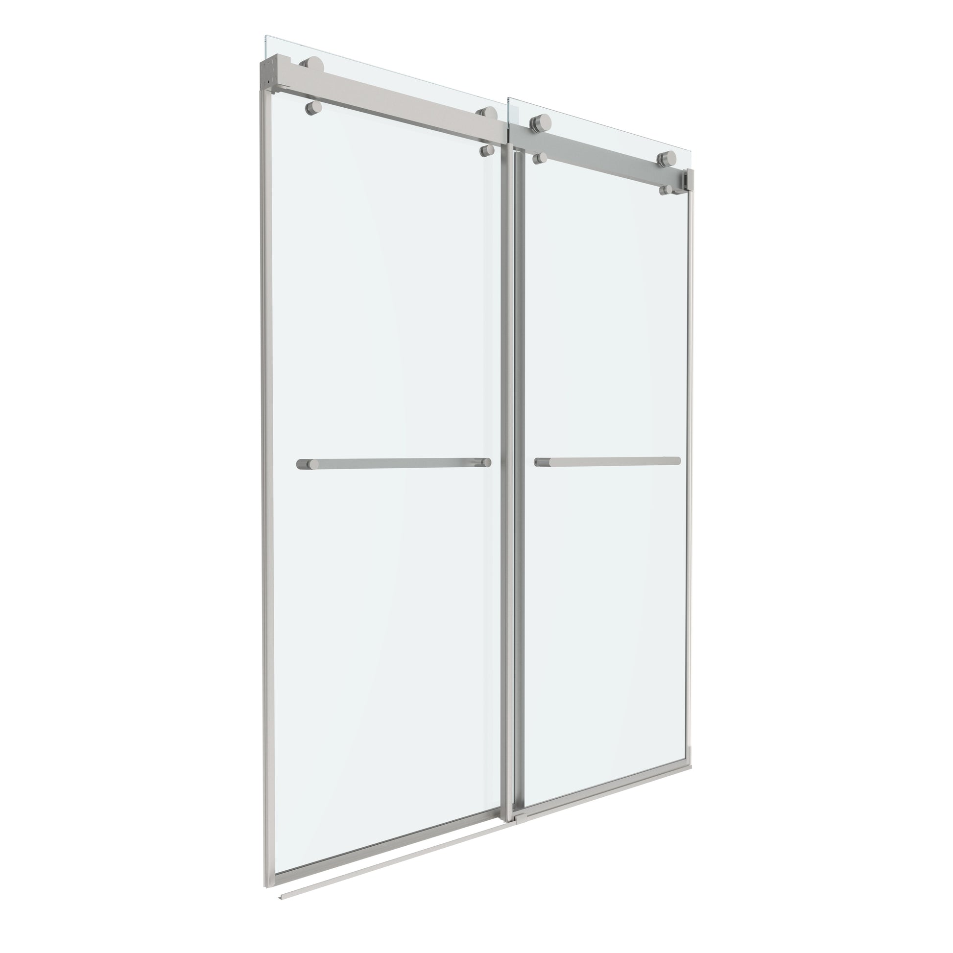 Shower Door 60" W x 76" H Dual Panel Frameless Bypass Sliding Shower Door, Reversible Entry Design