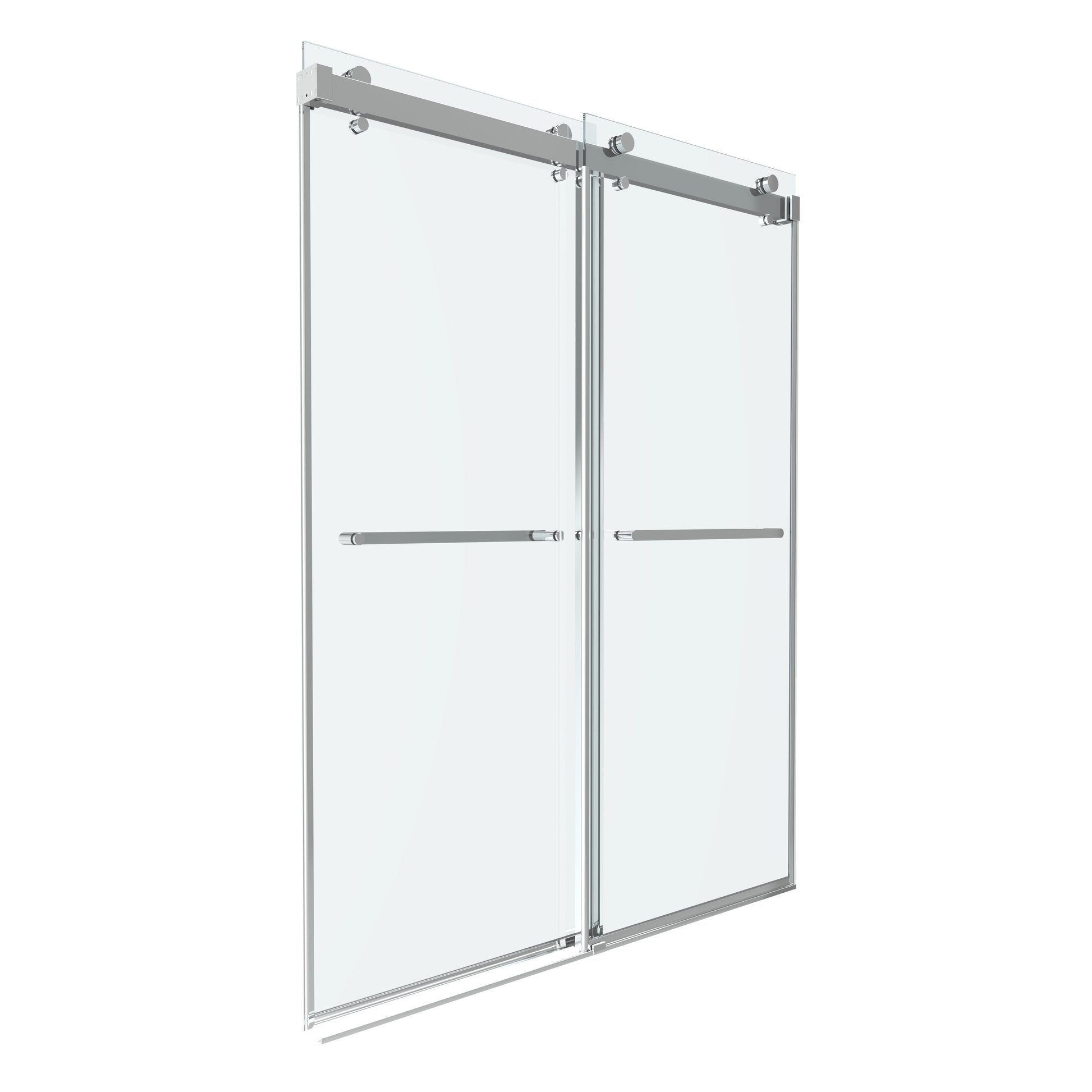 Shower Door 60" W x 76" H Dual Panel Frameless Bypass Sliding Shower Door, Reversible Entry Design