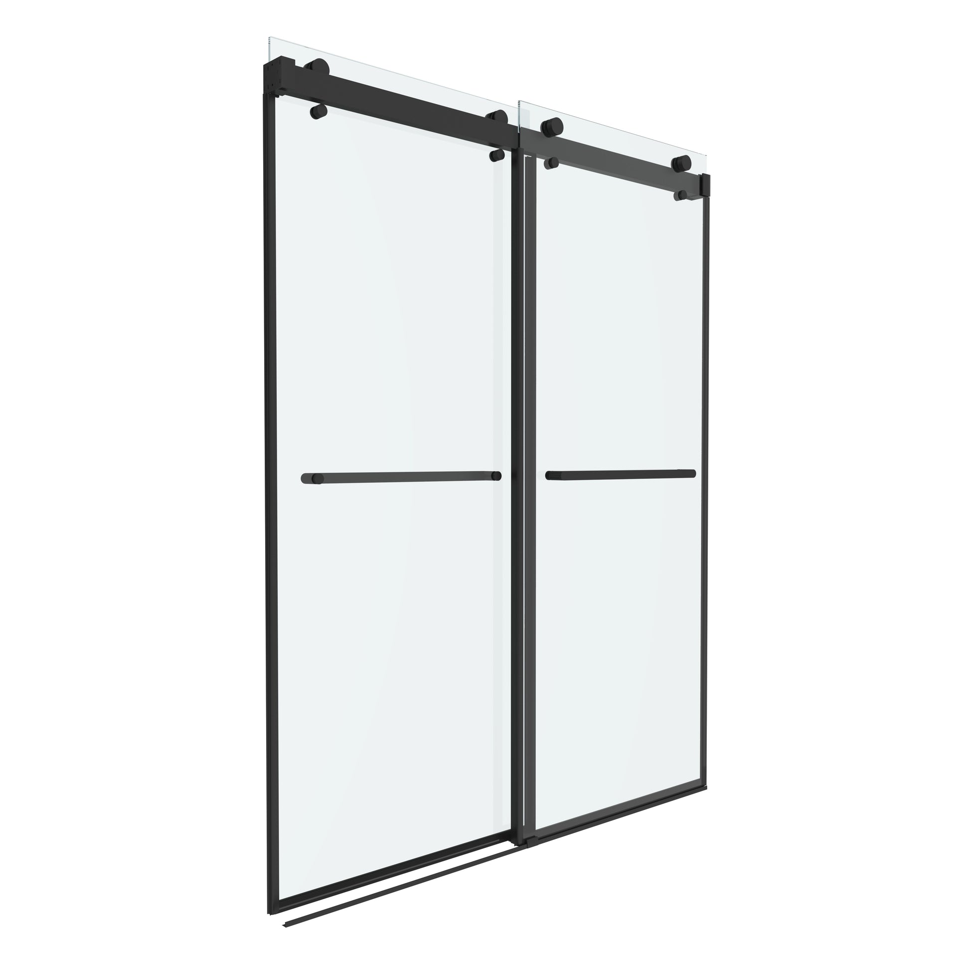 Shower Door 60" W x 76" H Dual Panel Frameless Bypass Sliding Shower Door, Reversible Entry Design