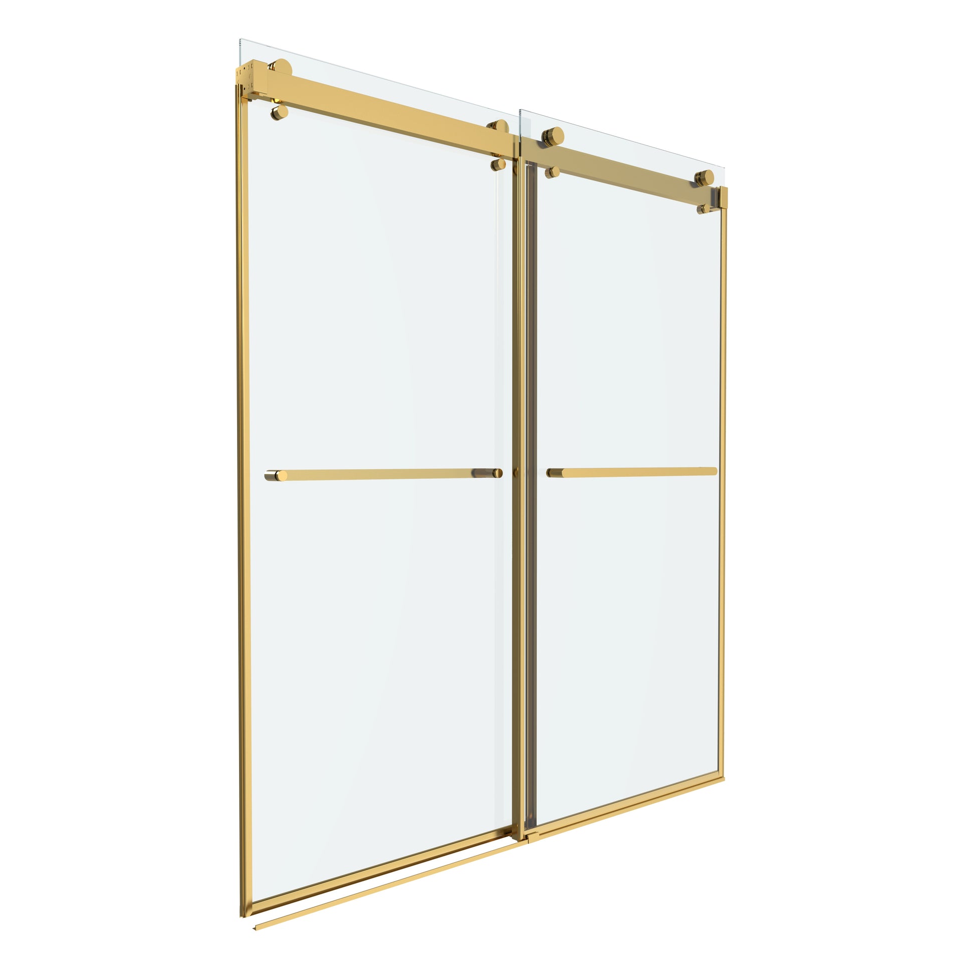 Shower Door 66" W x 76" H Dual Panel Frameless Bypass Sliding Shower Door, Reversible Entry Design