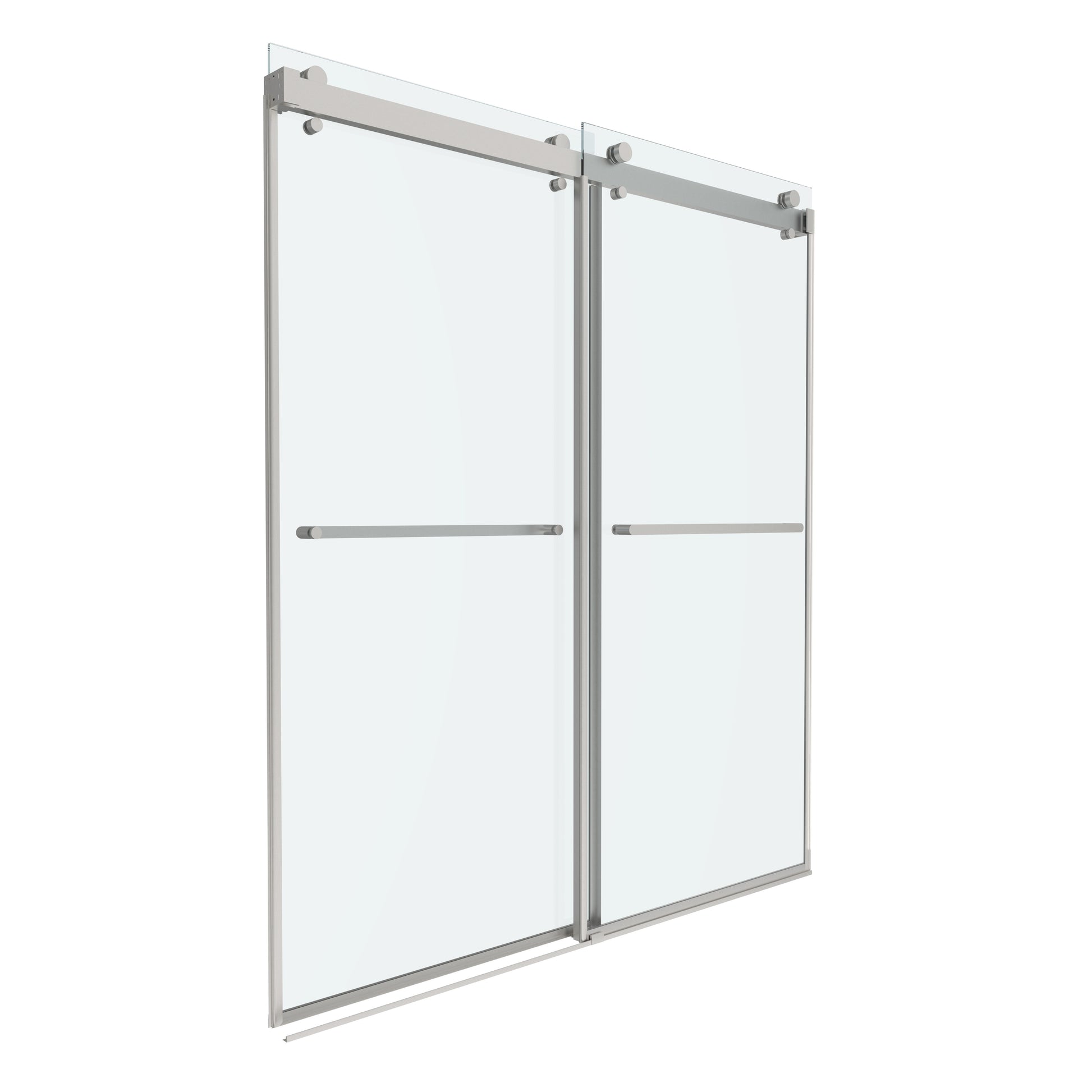 Shower Door 66" W x 76" H Dual Panel Frameless Bypass Sliding Shower Door, Reversible Entry Design