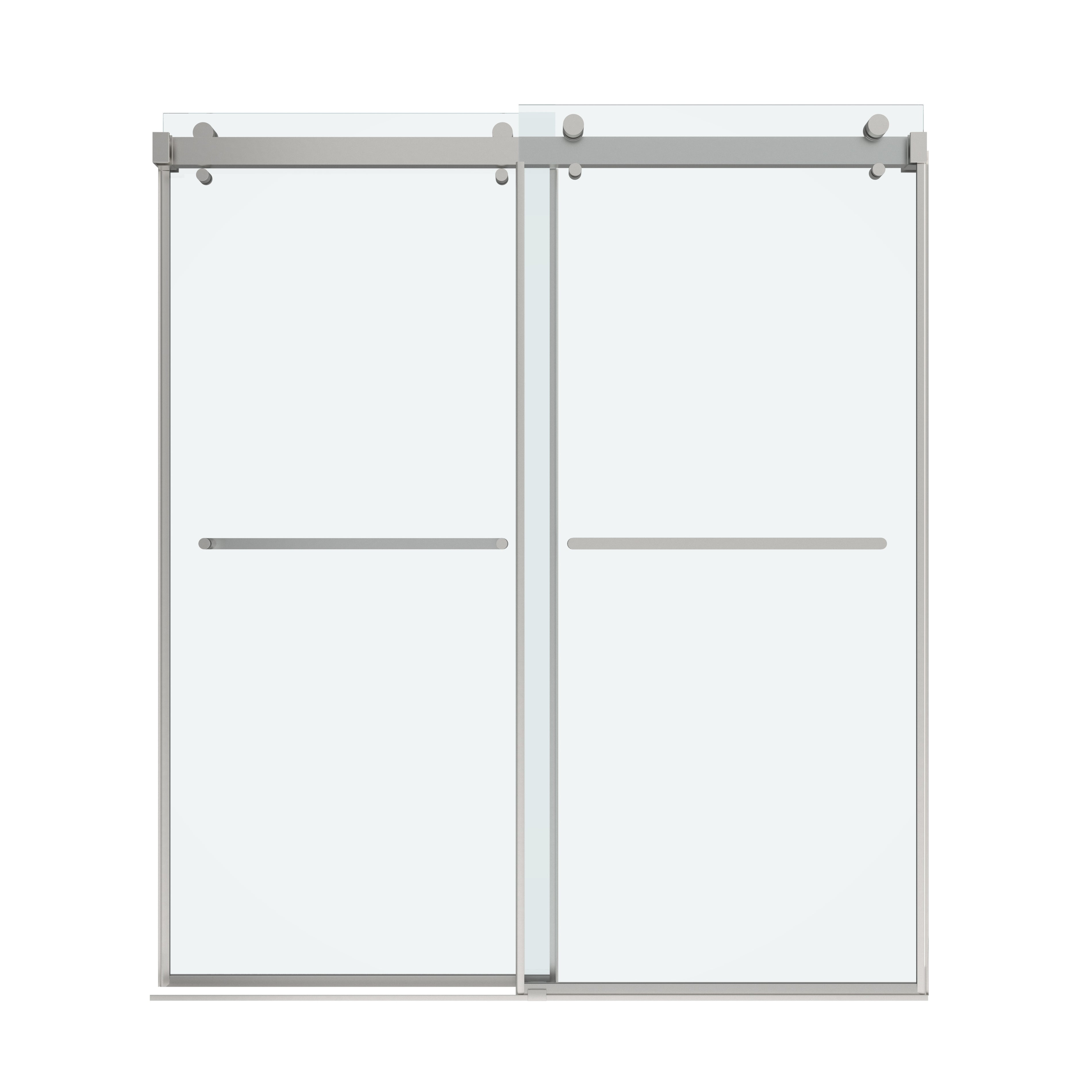 Shower Door 66" W x 76" H Dual Panel Frameless Bypass Sliding Shower Door, Reversible Entry Design