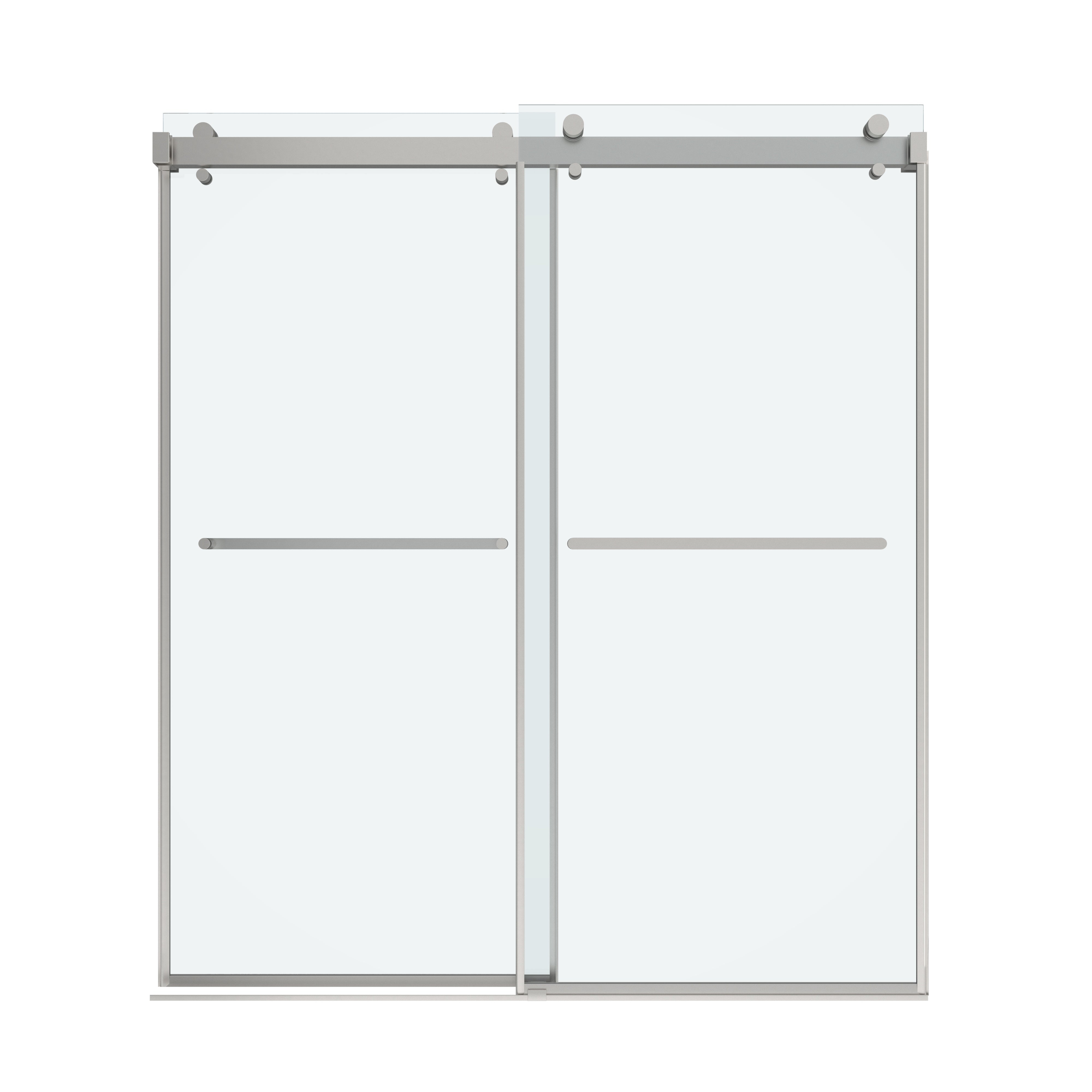 Shower Door 66" W x 76" H Dual Panel Frameless Bypass Sliding Shower Door, Reversible Entry Design
