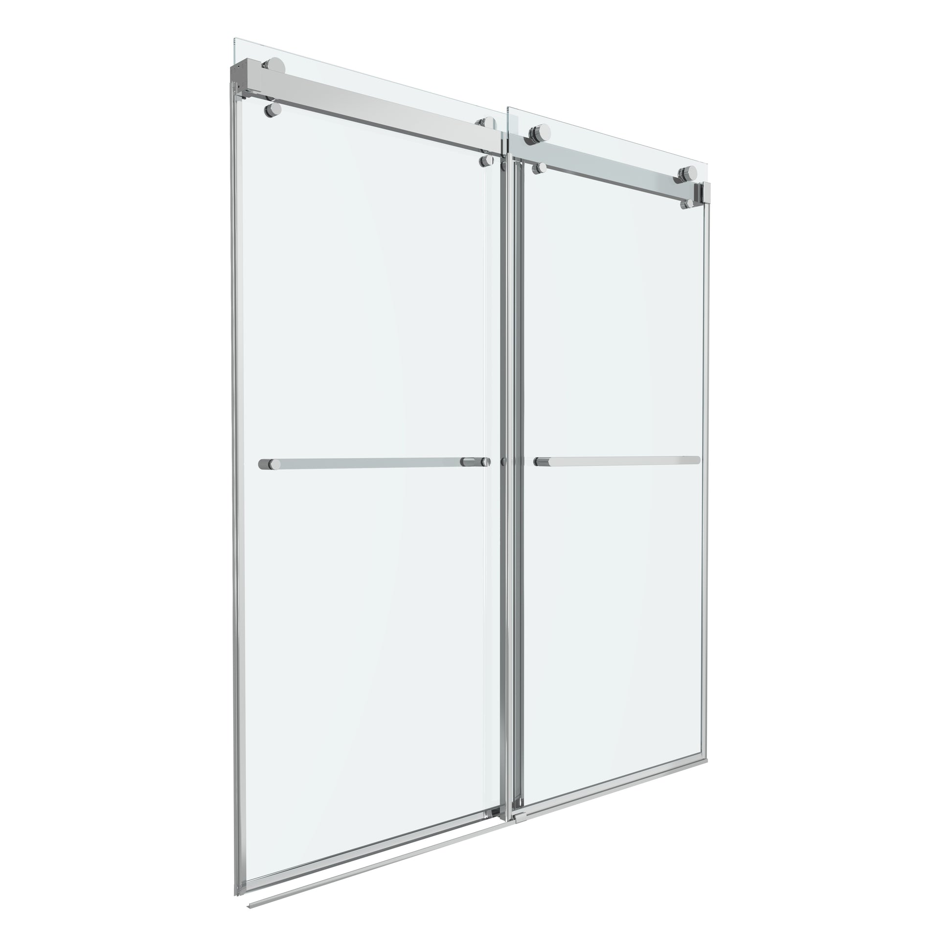 Shower Door 66" W x 76" H Dual Panel Frameless Bypass Sliding Shower Door, Reversible Entry Design