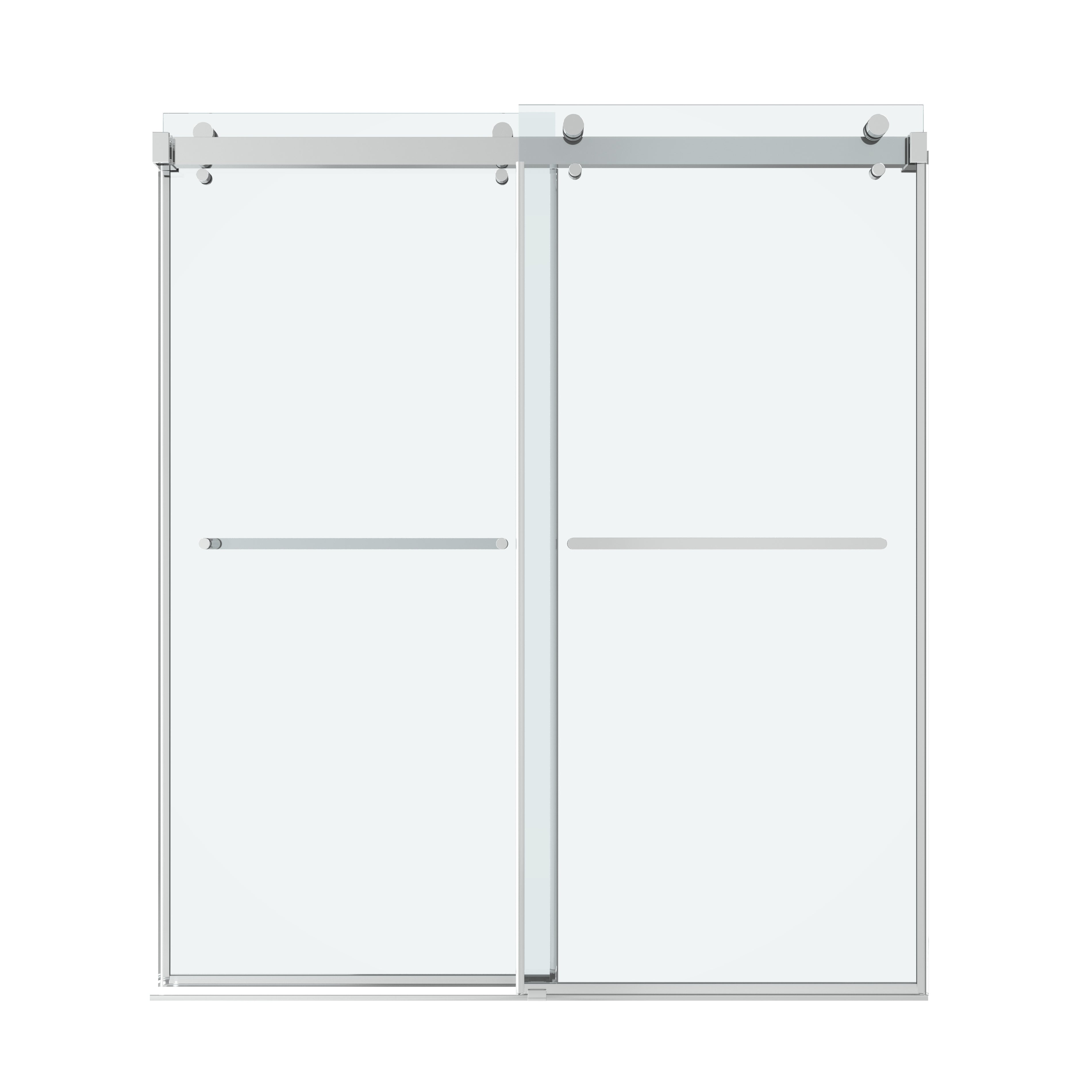 Shower Door 66" W x 76" H Dual Panel Frameless Bypass Sliding Shower Door, Reversible Entry Design