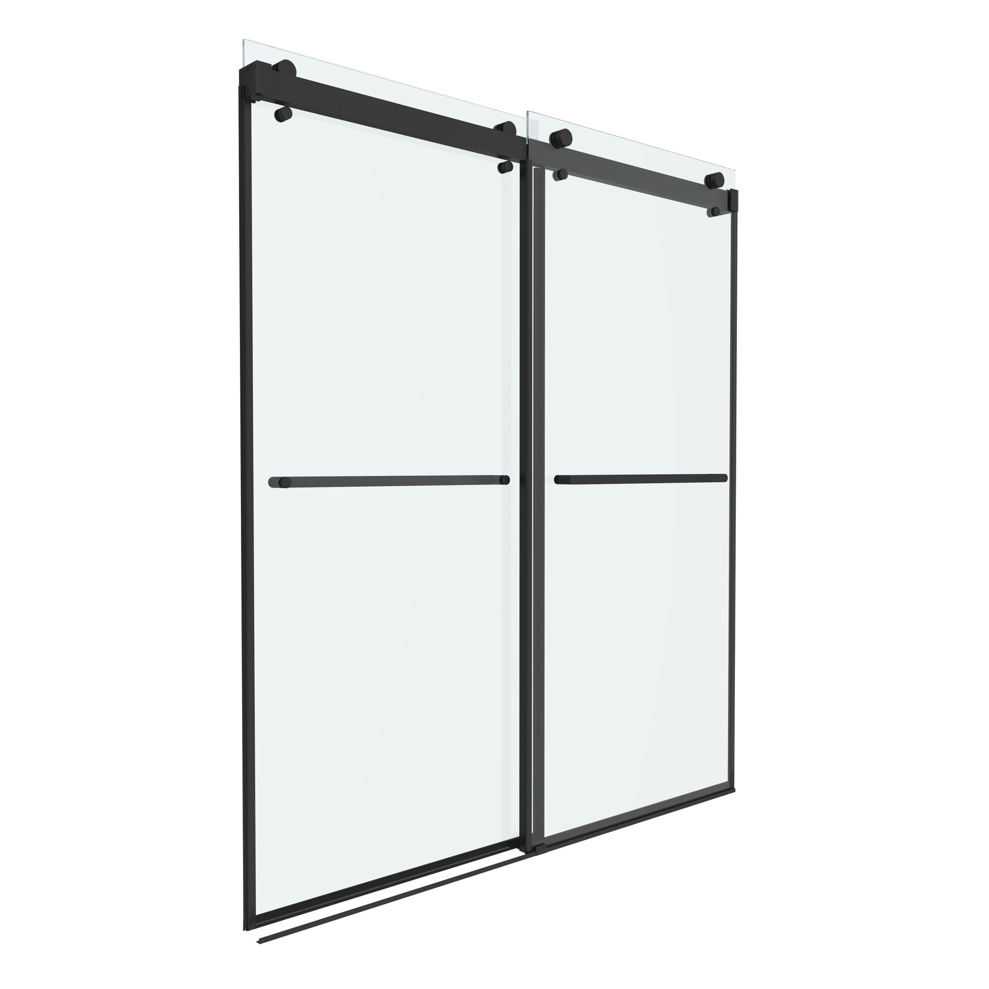 Shower Door 66" W x 76" H Dual Panel Frameless Bypass Sliding Shower Door, Reversible Entry Design