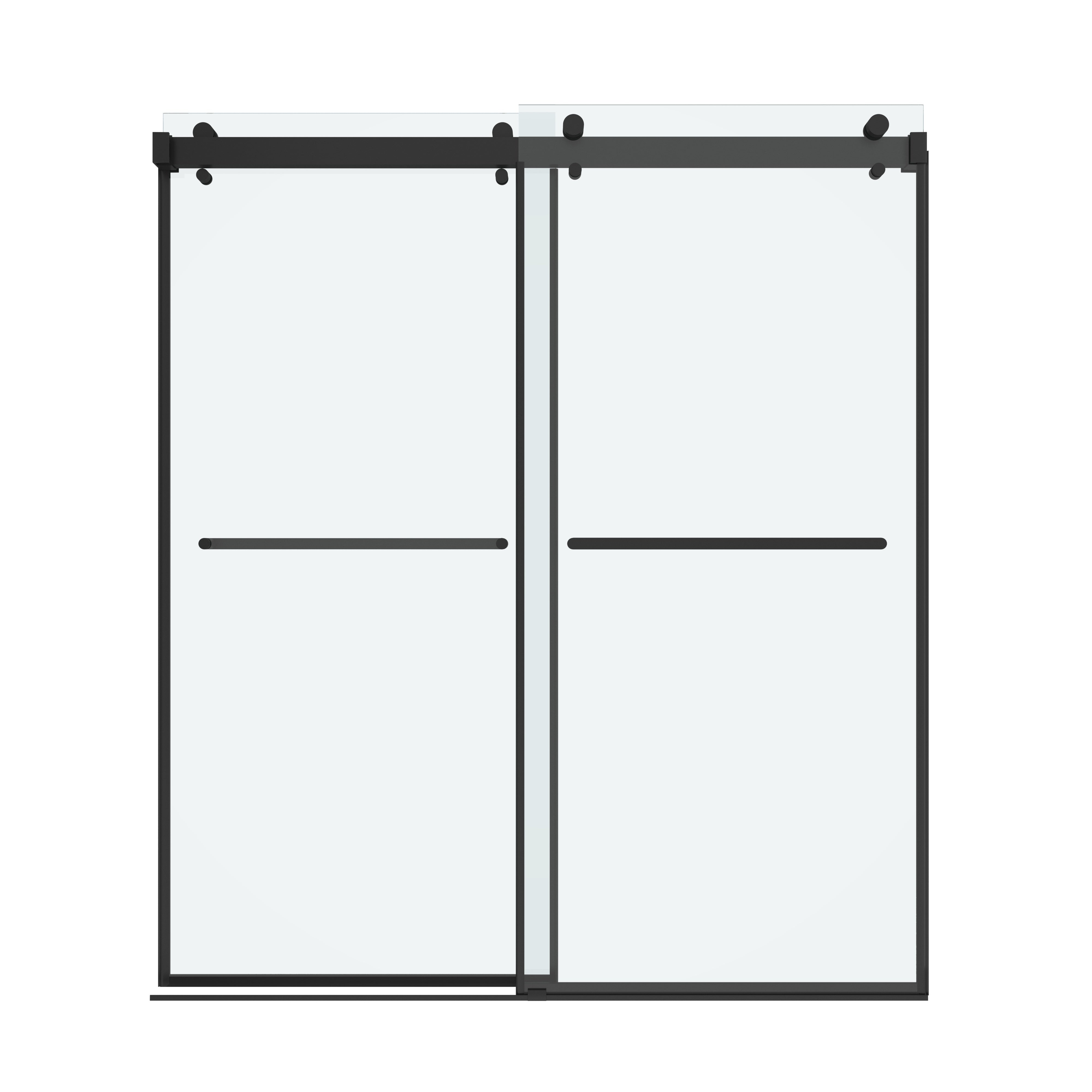 Shower Door 66" W x 76" H Dual Panel Frameless Bypass Sliding Shower Door, Reversible Entry Design