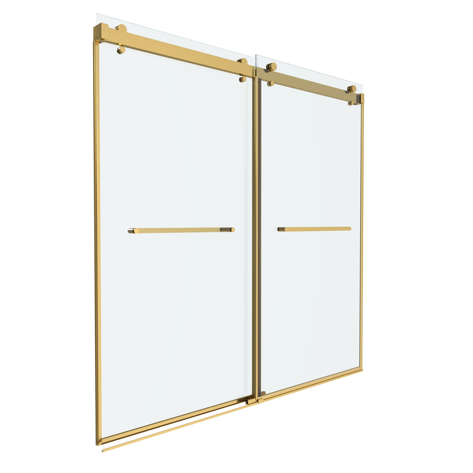 Shower Door 76" W x 76" H Dual Panel Frameless Bypass Sliding Shower Door, Reversible Entry Design