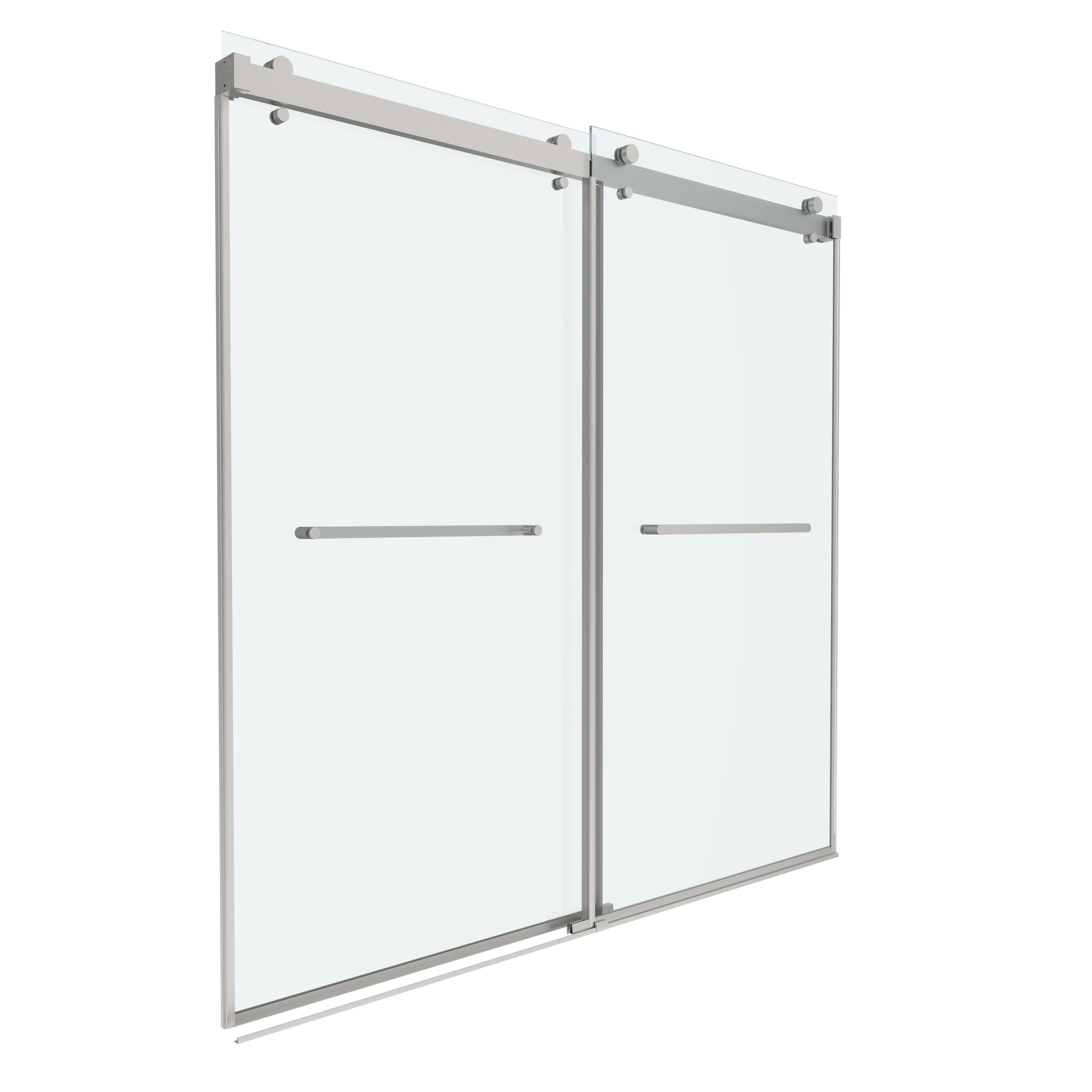 Shower Door 76" W x 76" H Dual Panel Frameless Bypass Sliding Shower Door, Reversible Entry Design