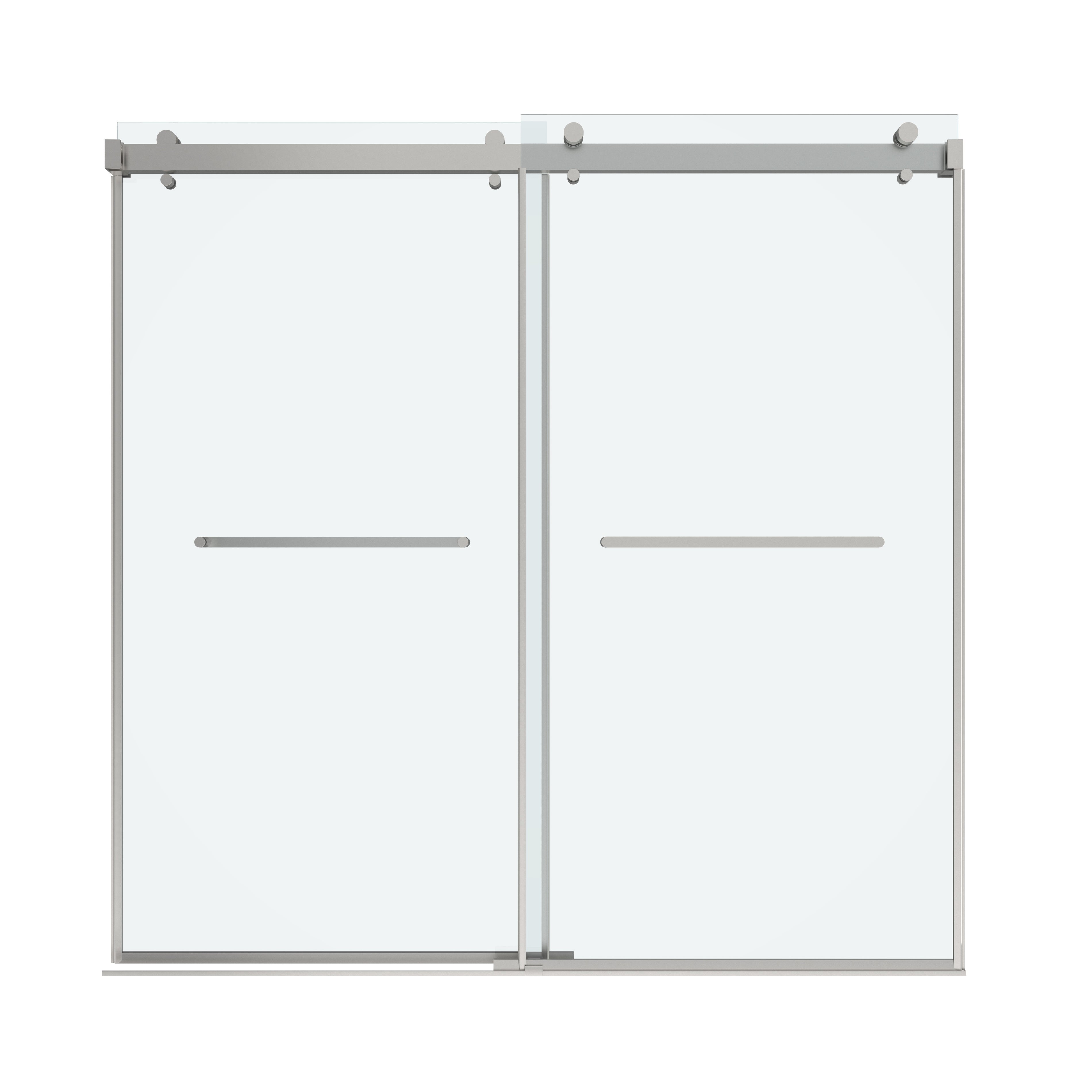 Shower Door 76" W x 76" H Dual Panel Frameless Bypass Sliding Shower Door, Reversible Entry Design