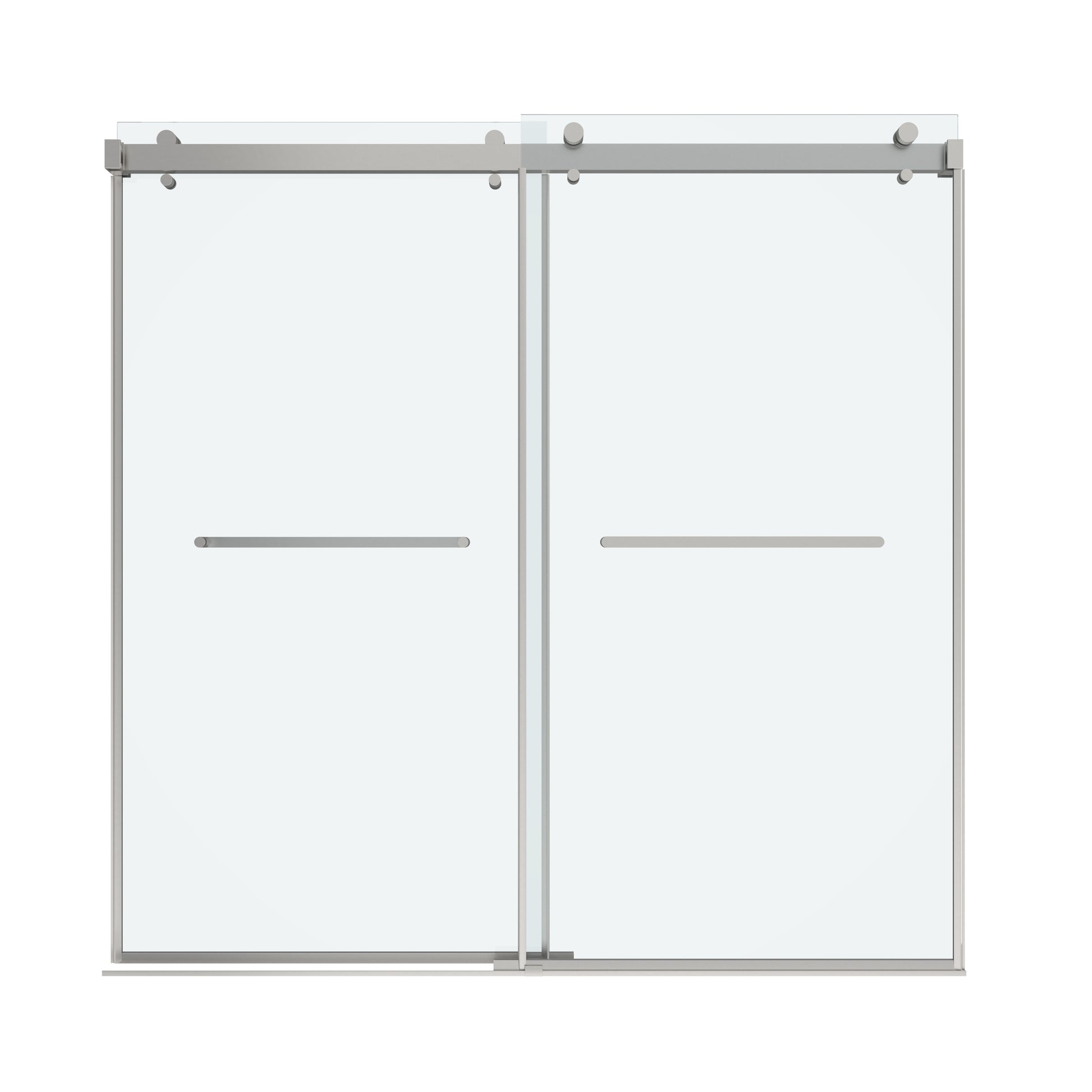 Shower Door 76" W x 76" H Dual Panel Frameless Bypass Sliding Shower Door, Reversible Entry Design