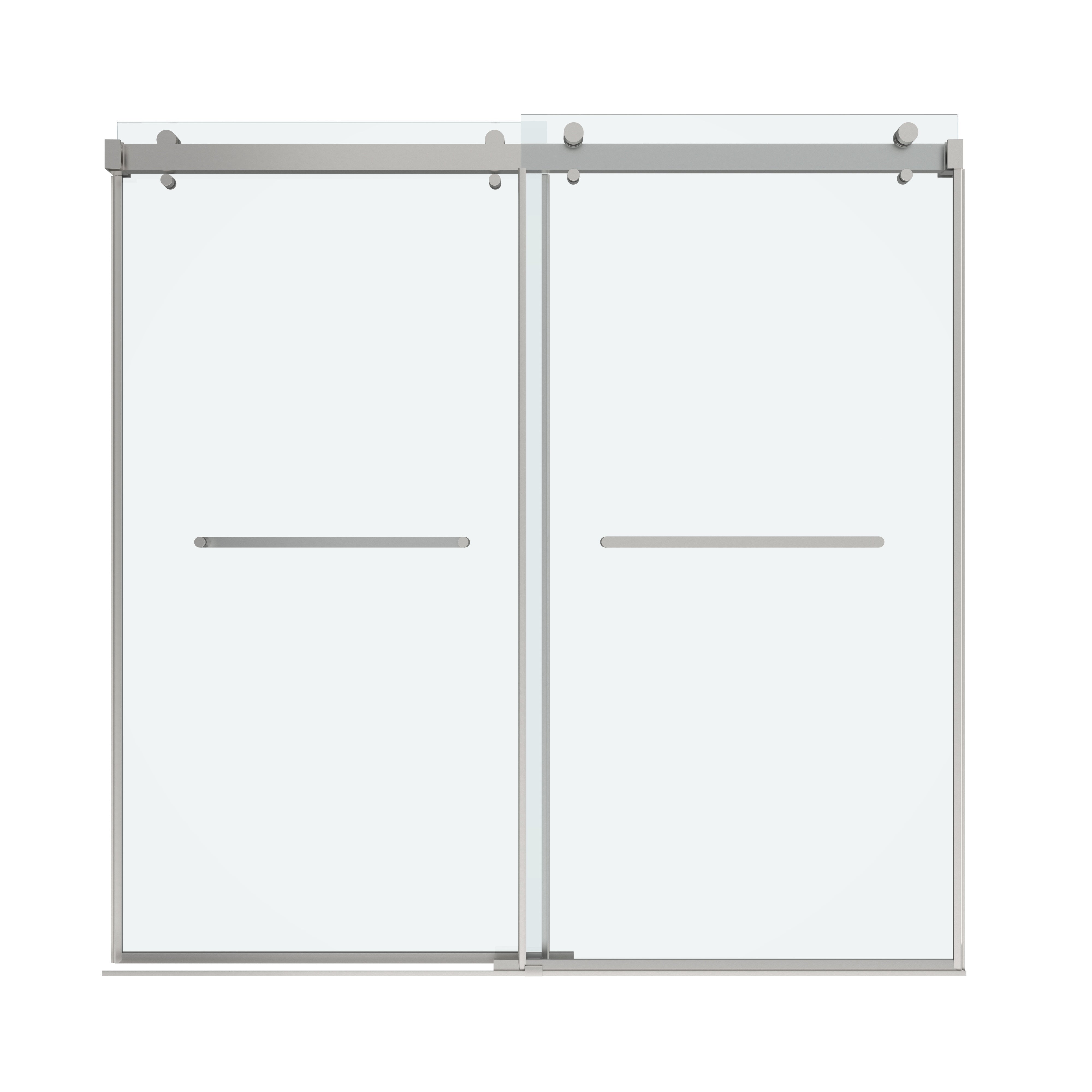 Shower Door 76" W x 76" H Dual Panel Frameless Bypass Sliding Shower Door, Reversible Entry Design