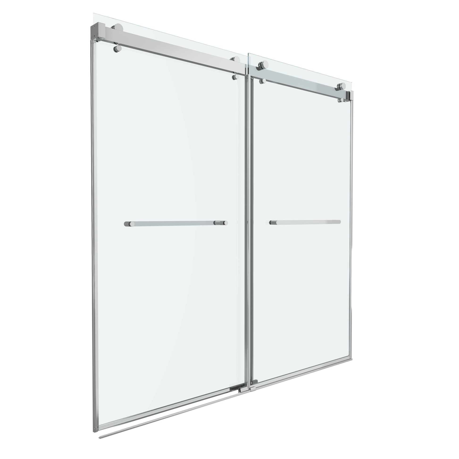 Shower Door 76" W x 76" H Dual Panel Frameless Bypass Sliding Shower Door, Reversible Entry Design