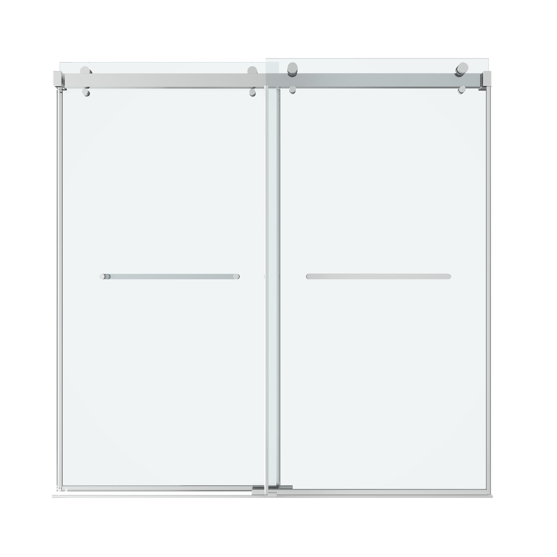 Shower Door 76" W x 76" H Dual Panel Frameless Bypass Sliding Shower Door, Reversible Entry Design