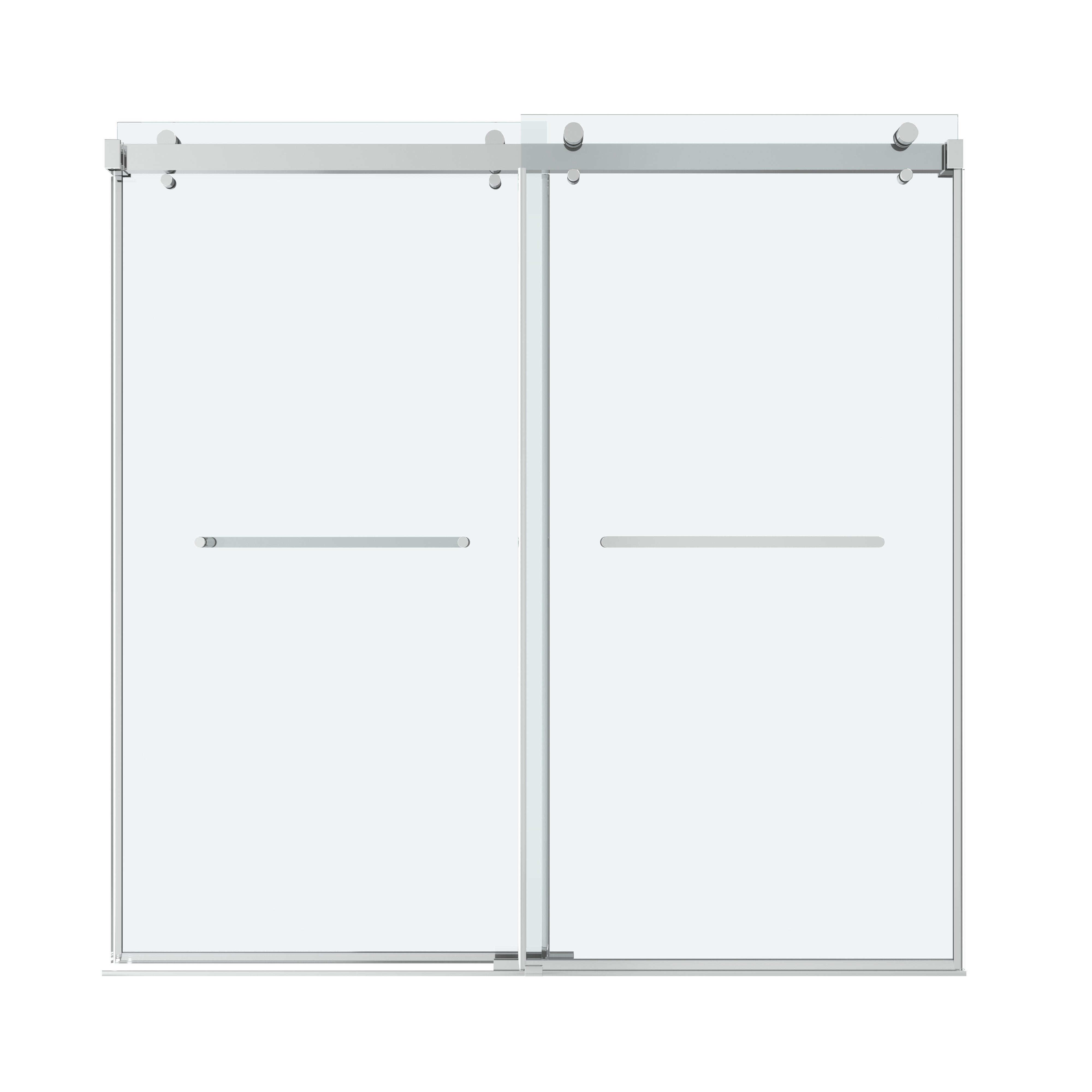 Shower Door 76" W x 76" H Dual Panel Frameless Bypass Sliding Shower Door, Reversible Entry Design