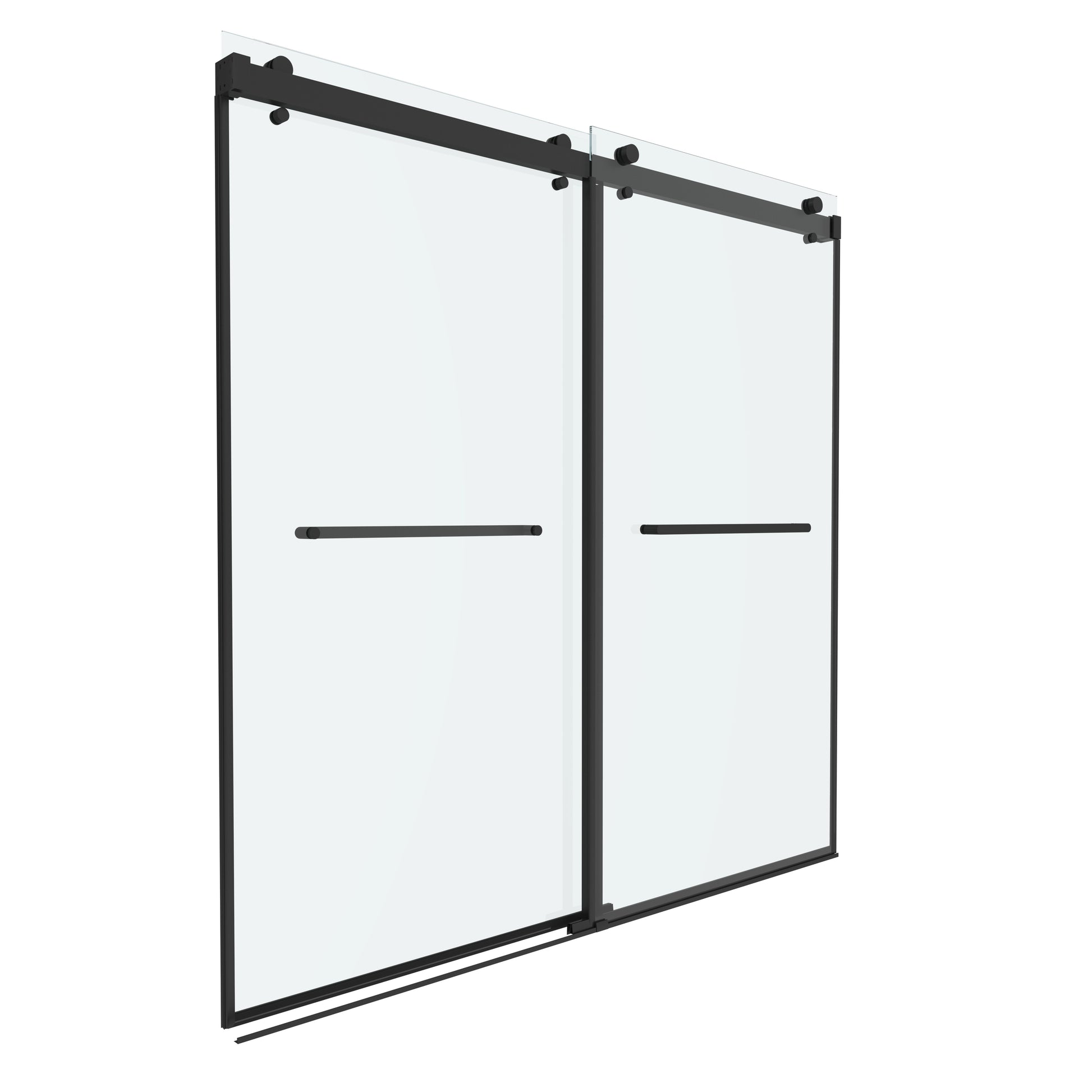 Shower Door 76" W x 76" H Dual Panel Frameless Bypass Sliding Shower Door, Reversible Entry Design
