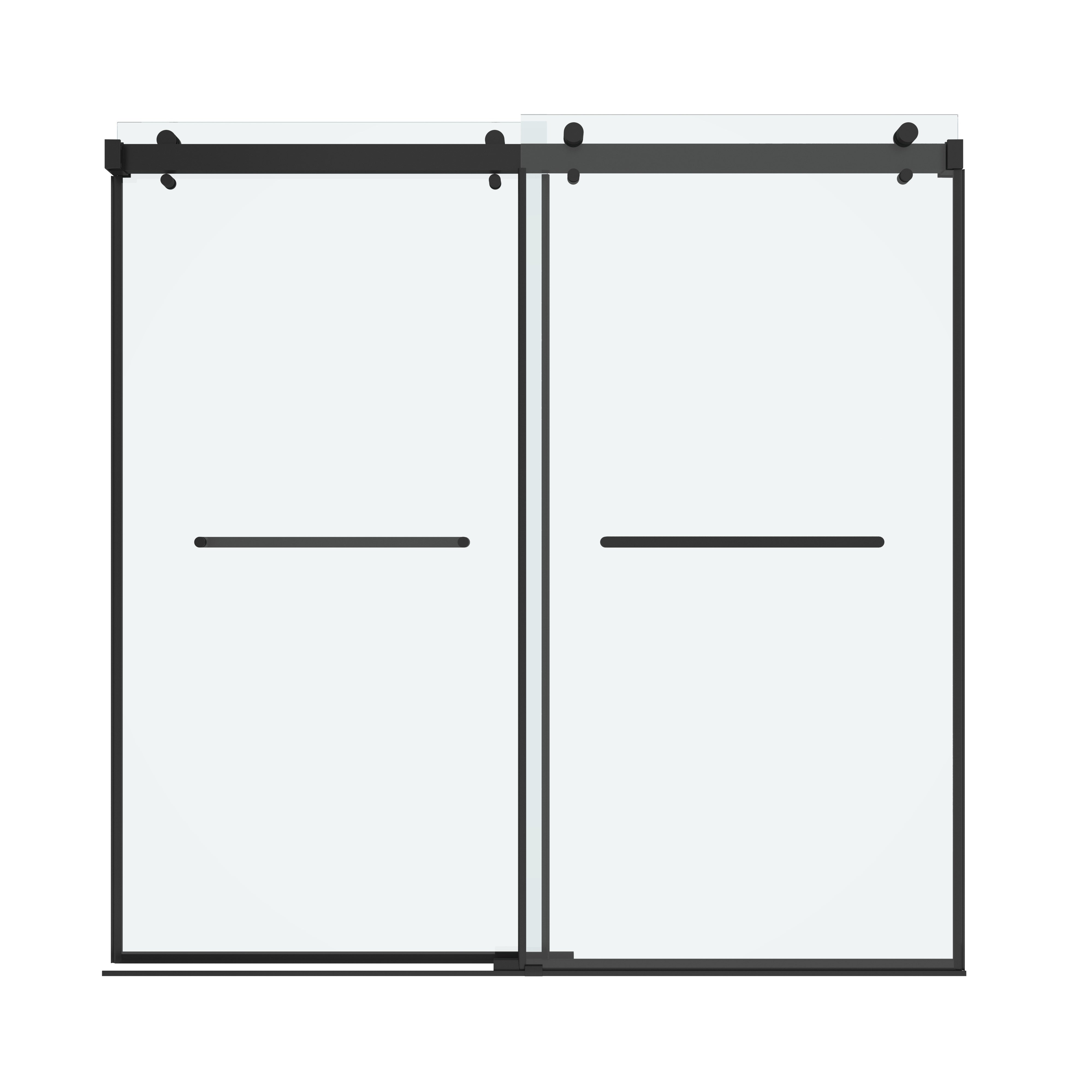 Shower Door 76" W x 76" H Dual Panel Frameless Bypass Sliding Shower Door, Reversible Entry Design
