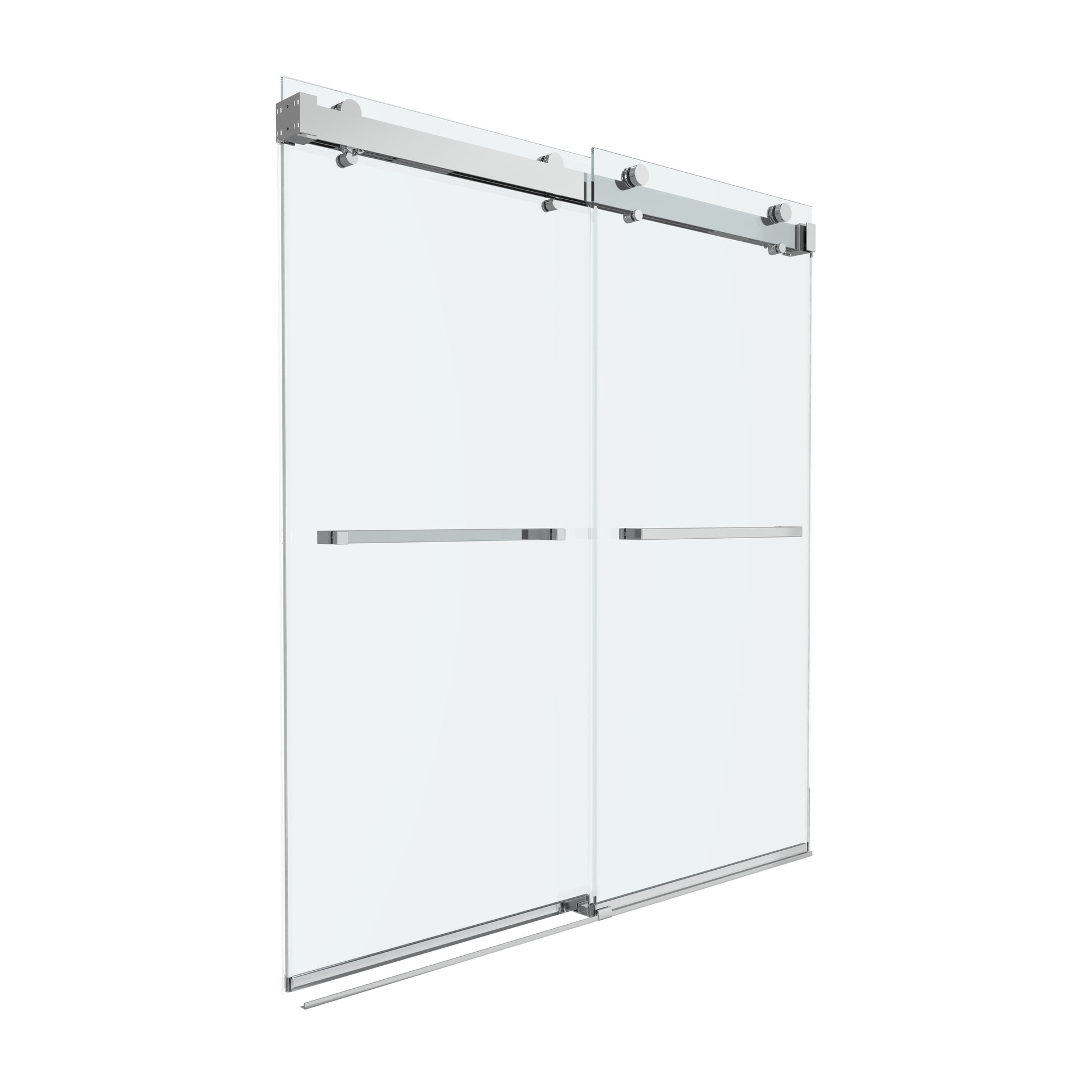 Shower Door 60" W x 66" H Dual Panel Frameless Bypass Sliding Shower Door with Soft Closing