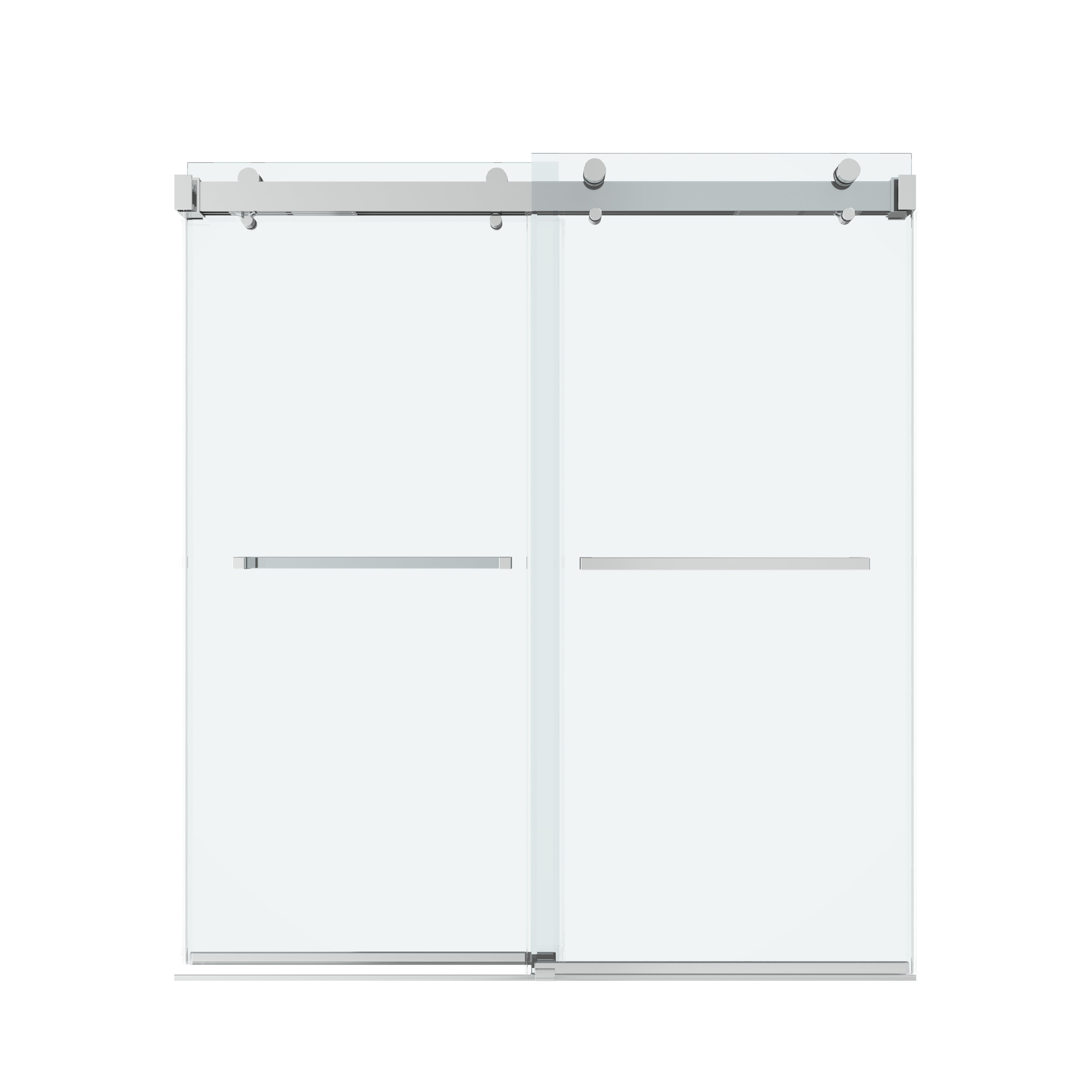 Shower Door 60" W x 66" H Dual Panel Frameless Bypass Sliding Shower Door with Soft Closing