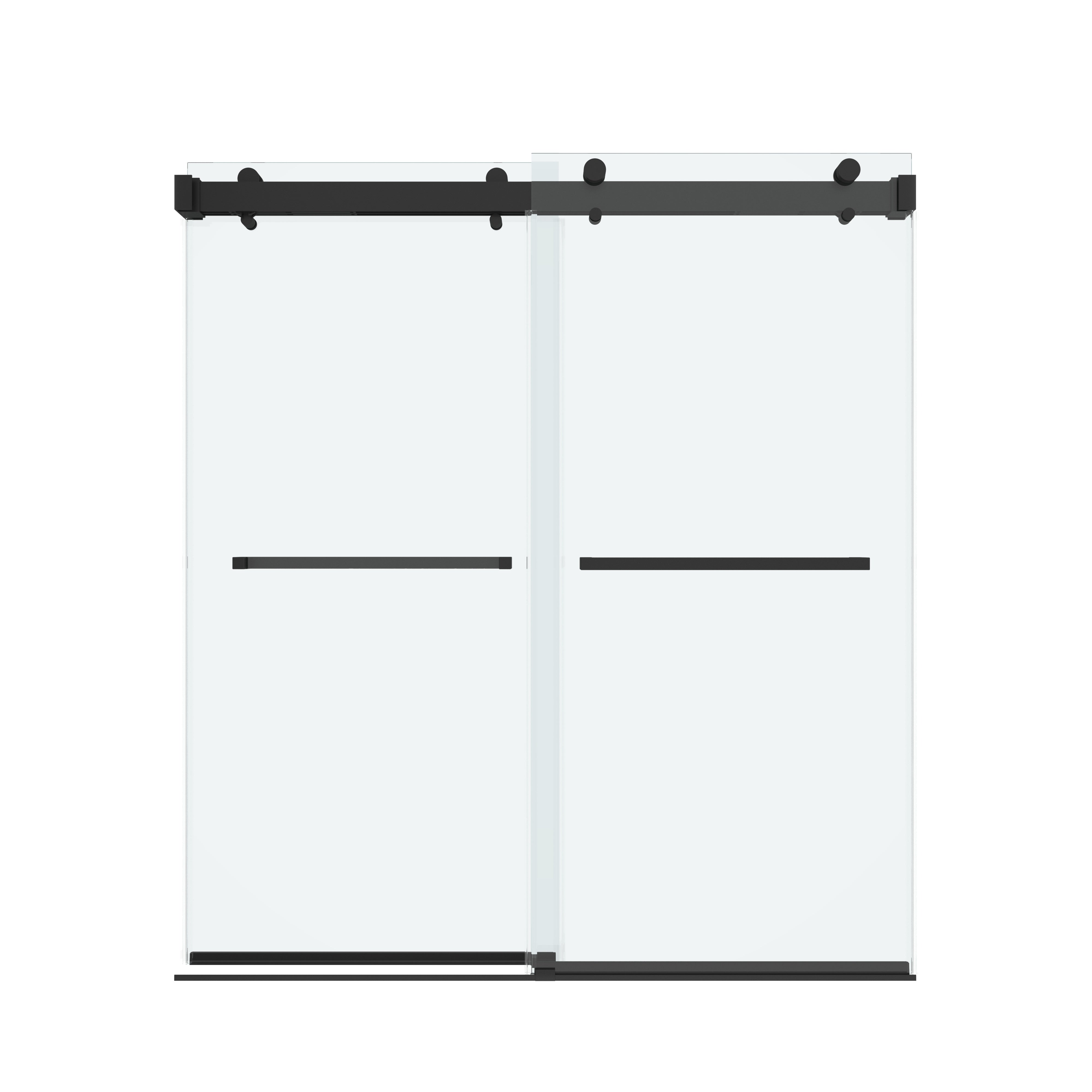 Shower Door 60" W x 66" H Dual Panel Frameless Bypass Sliding Shower Door with Soft Closing
