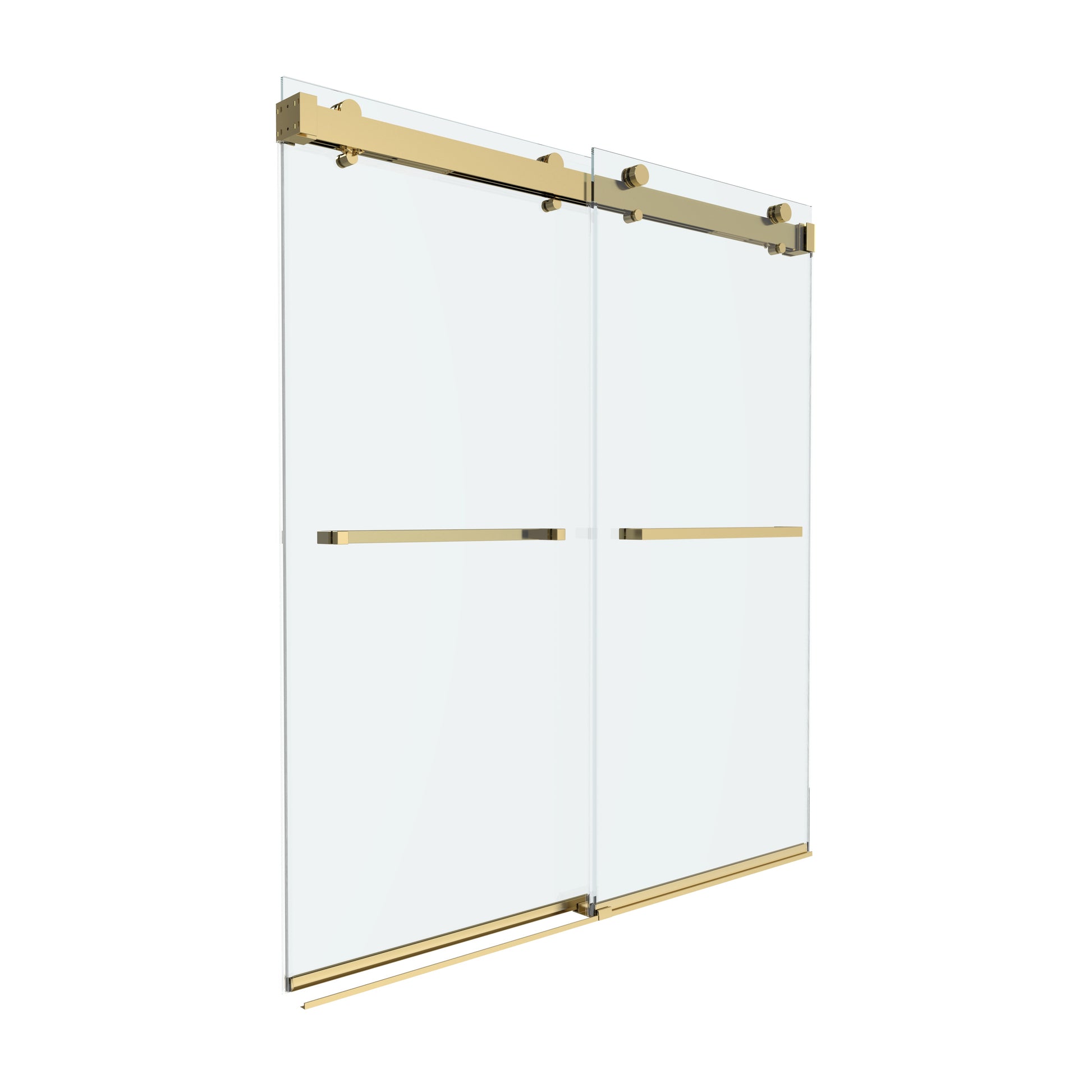 Shower Door 60" W x 66" H Dual Panel Frameless Bypass Sliding Shower Door with Soft Closing