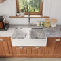 White 33-Inch Double Bowl Fireclay Farmhouse Sink Glossy Apron Front Kitchen Sink