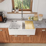 White 33-Inch Double Bowl Fireclay Farmhouse Sink Glossy Apron Front Kitchen Sink