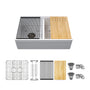 White 33-Inch Double Bowl Fireclay Farmhouse Sink Glossy Apron Front Kitchen Sink