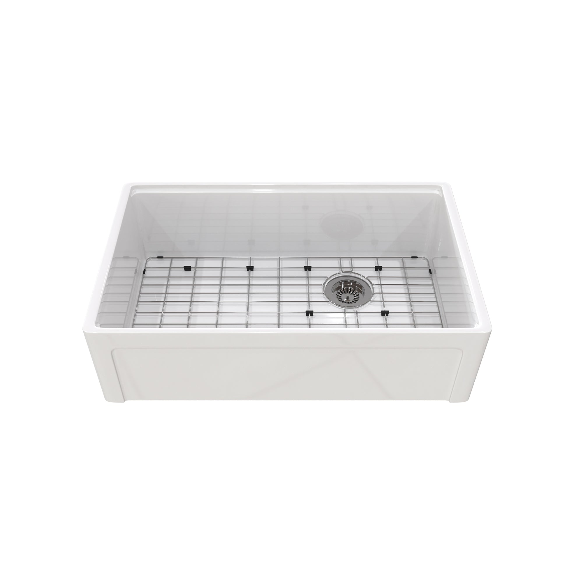 33 Inch Single Bowl White Fireclay Farmhouse Kitchen Sink Glossy Apron Front