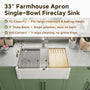 33 Inch Single Bowl White Fireclay Farmhouse Kitchen Sink Glossy Apron Front