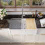 33 Inch Single Bowl White Fireclay Farmhouse Kitchen Sink Glossy Apron Front
