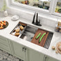 copy Stainless Steel Workstation Sink & Faucet Set black